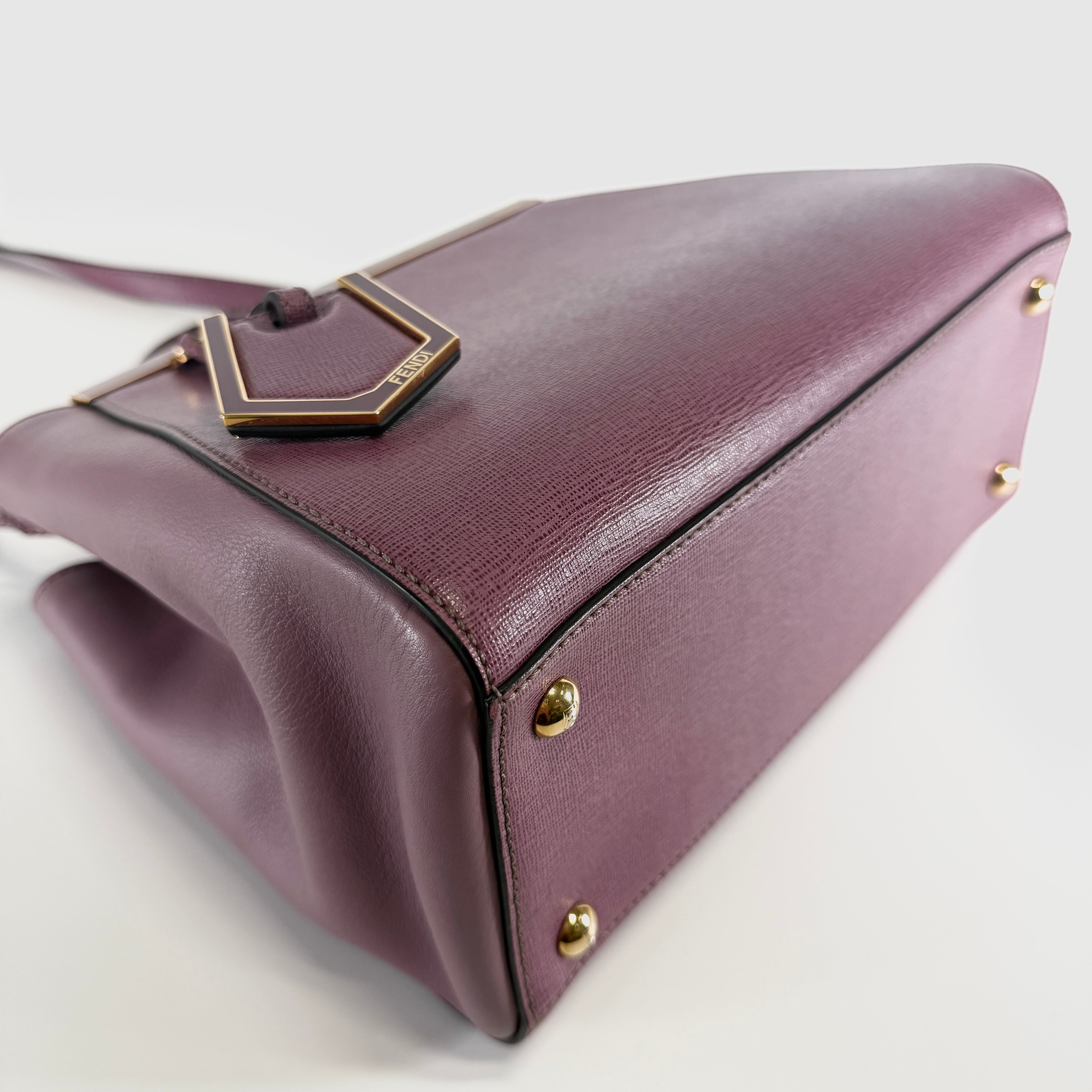 2605 secondhand FENDI Petit Twojours leather 2WAY hand bag purple 8BH253
