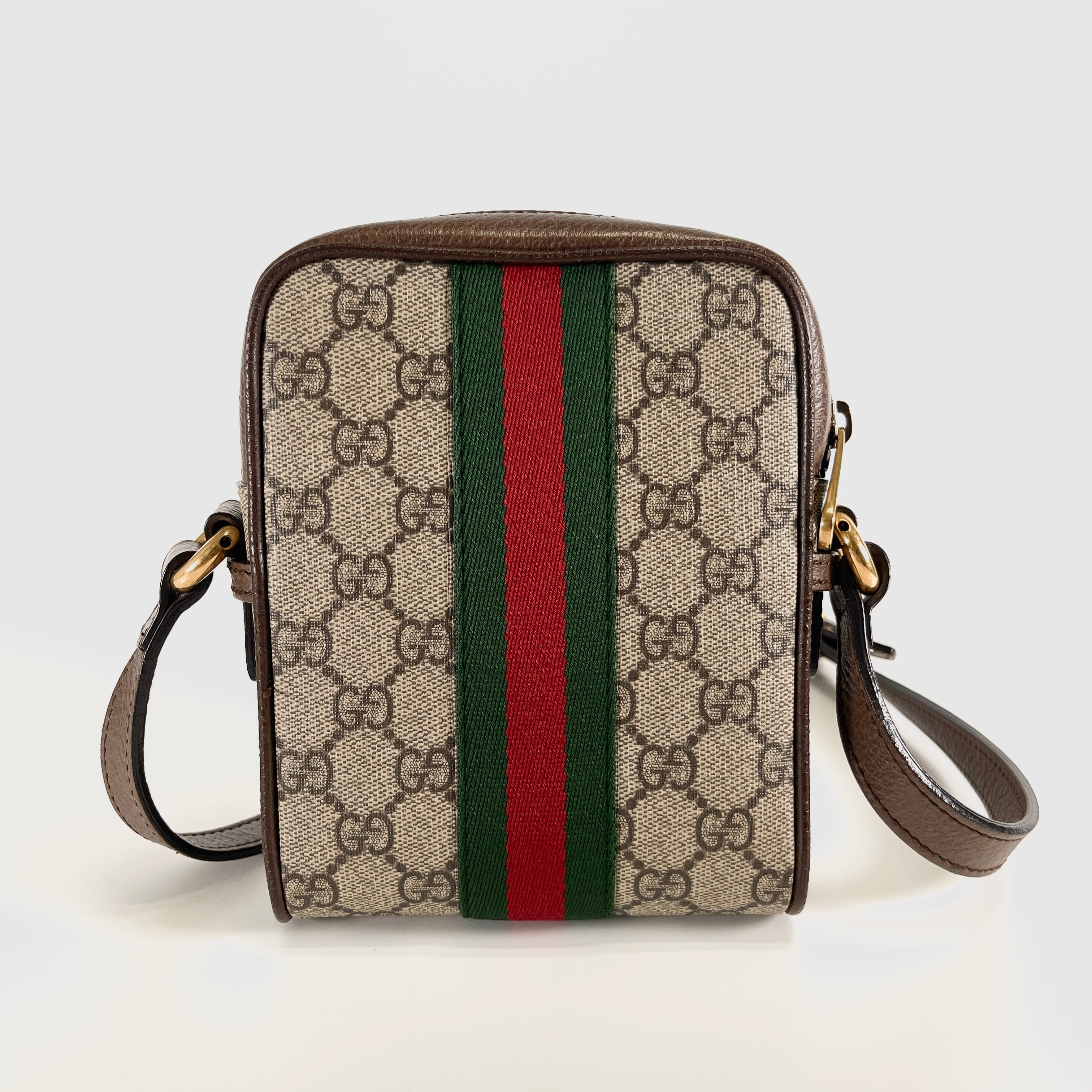 2605 secondhand GUCCI GG Supreme Ophidia PVC× leather Shoulder bag Brown 598127