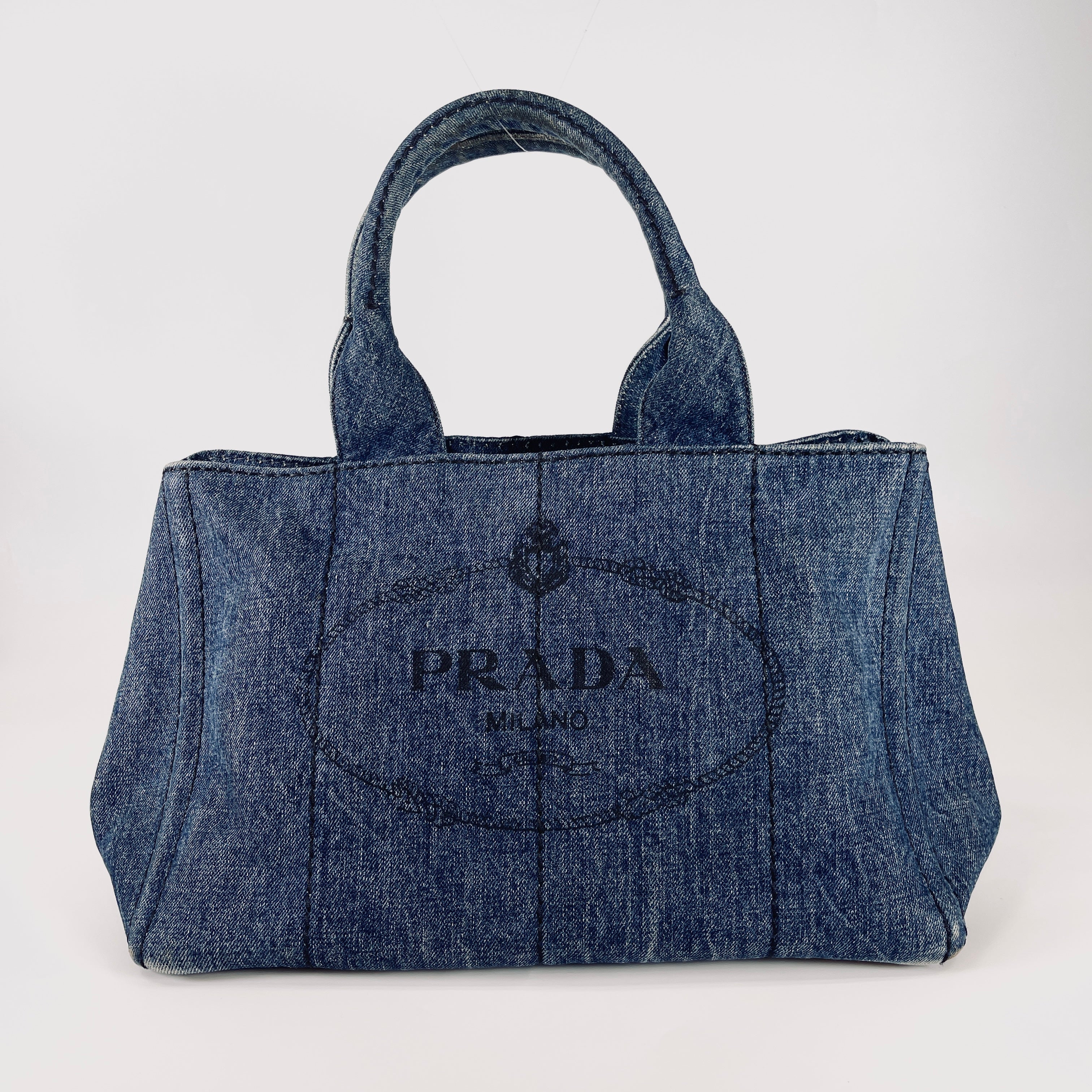 2605 secondhand PRADA B1877B Canapa denim Tote Bag