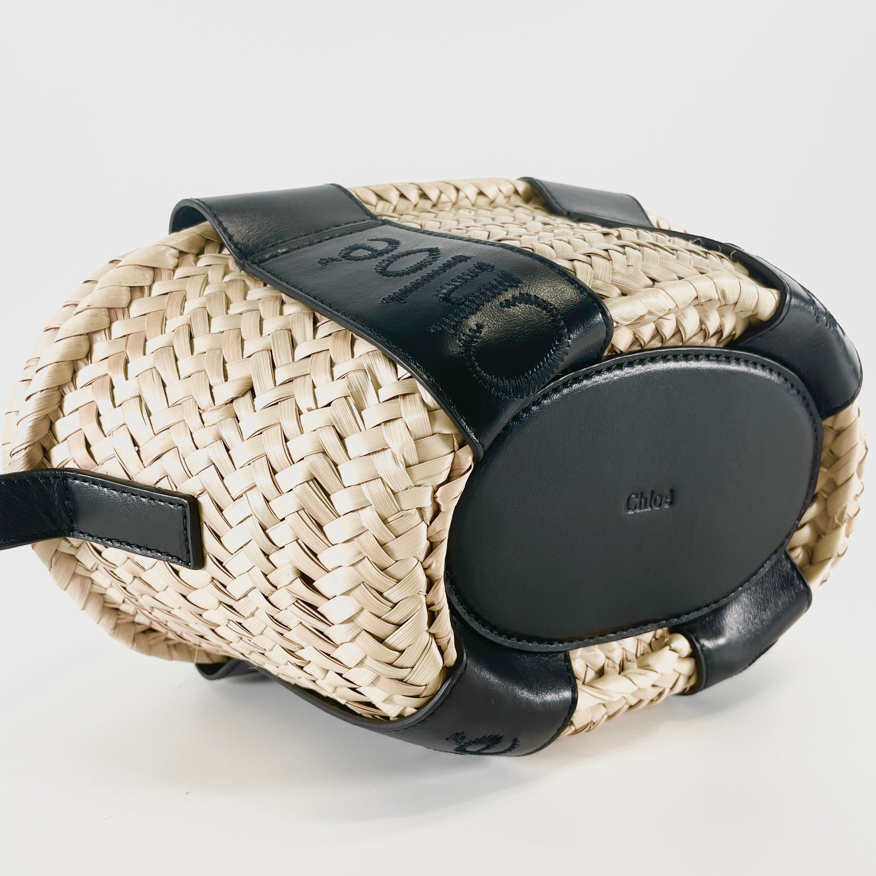 2604 secondhand Chloe basket bag 2WAY straw black