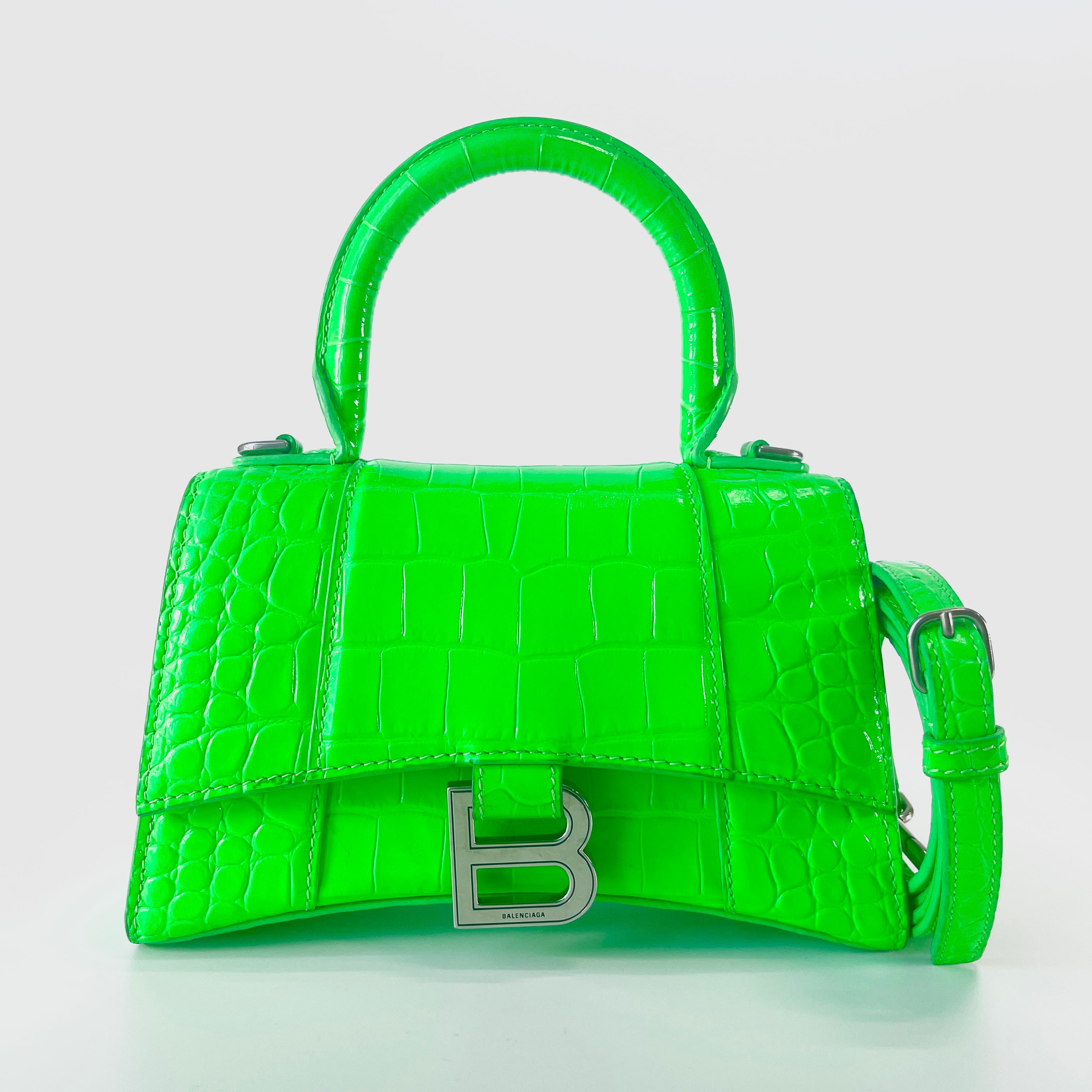 2604 secondhand BALENCIAGA Hourglass XS 2way Shoulder bag green