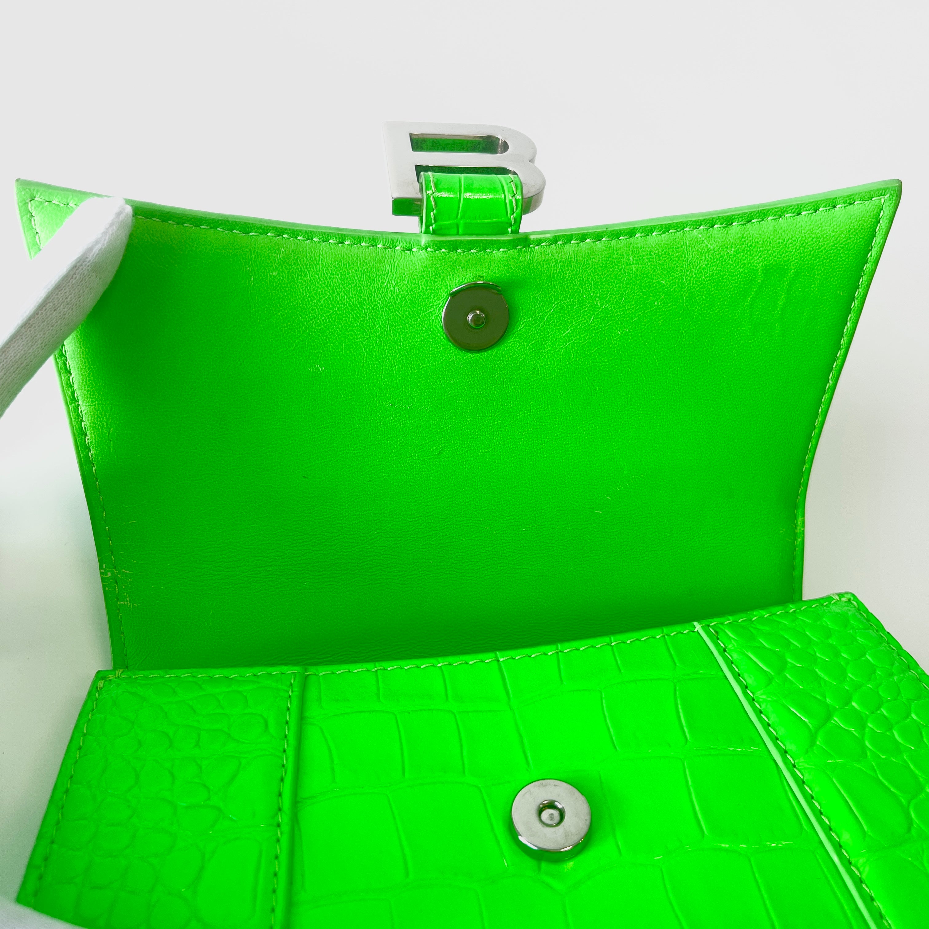 2604 secondhand BALENCIAGA Hourglass XS 2way Shoulder bag green