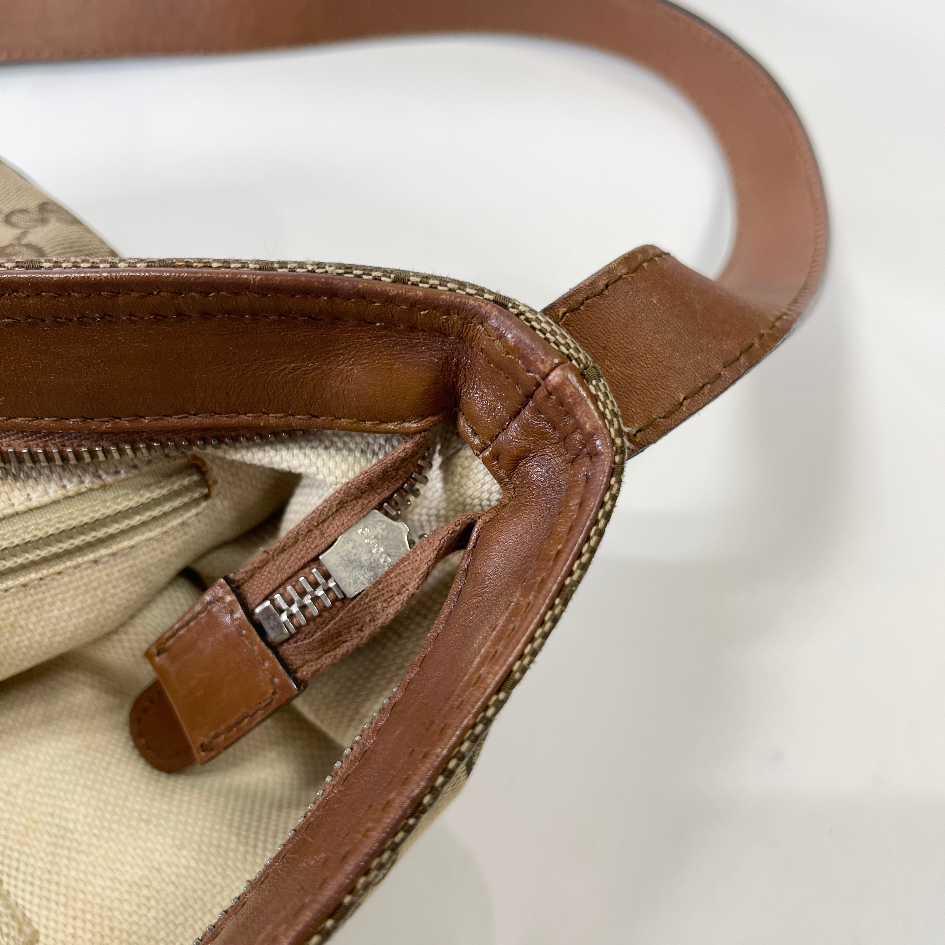 2605 secondhand GUCCI 337598■GG canvas Sherry line 337598 leather Shoulder bag shoulder bag / Crossbody Bag