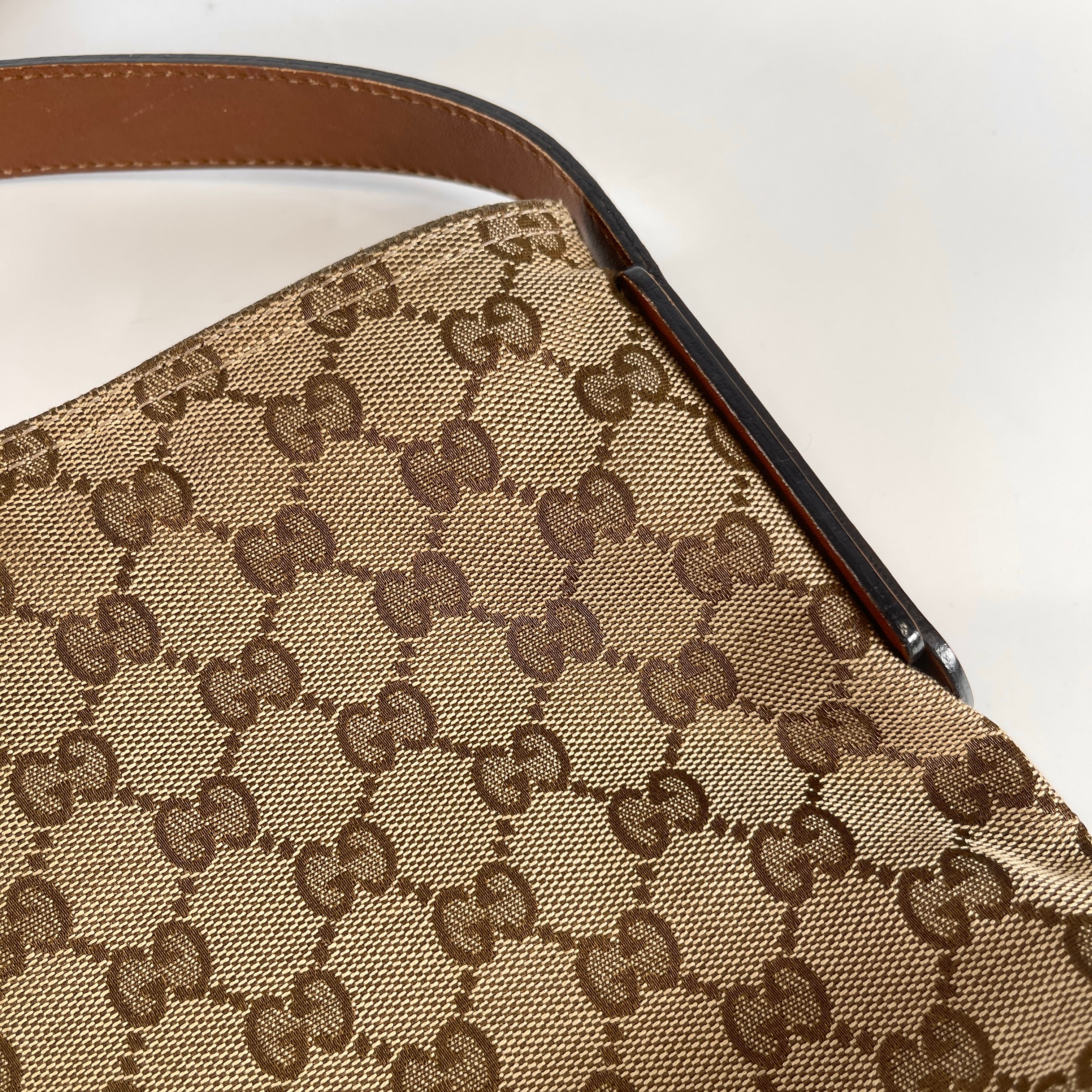 2605 secondhand GUCCI 337598■GG canvas Sherry line 337598 leather Shoulder bag shoulder bag / Crossbody Bag