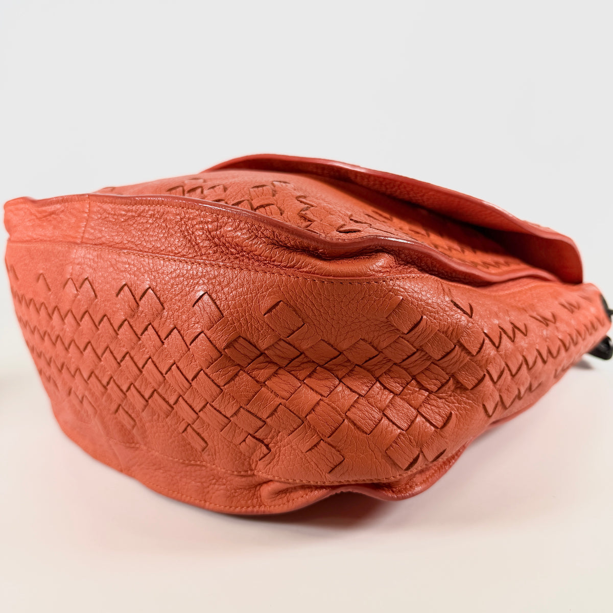 2607 secondhand BOTTEGA VENETA Intrecciato One shoulder leather / orange