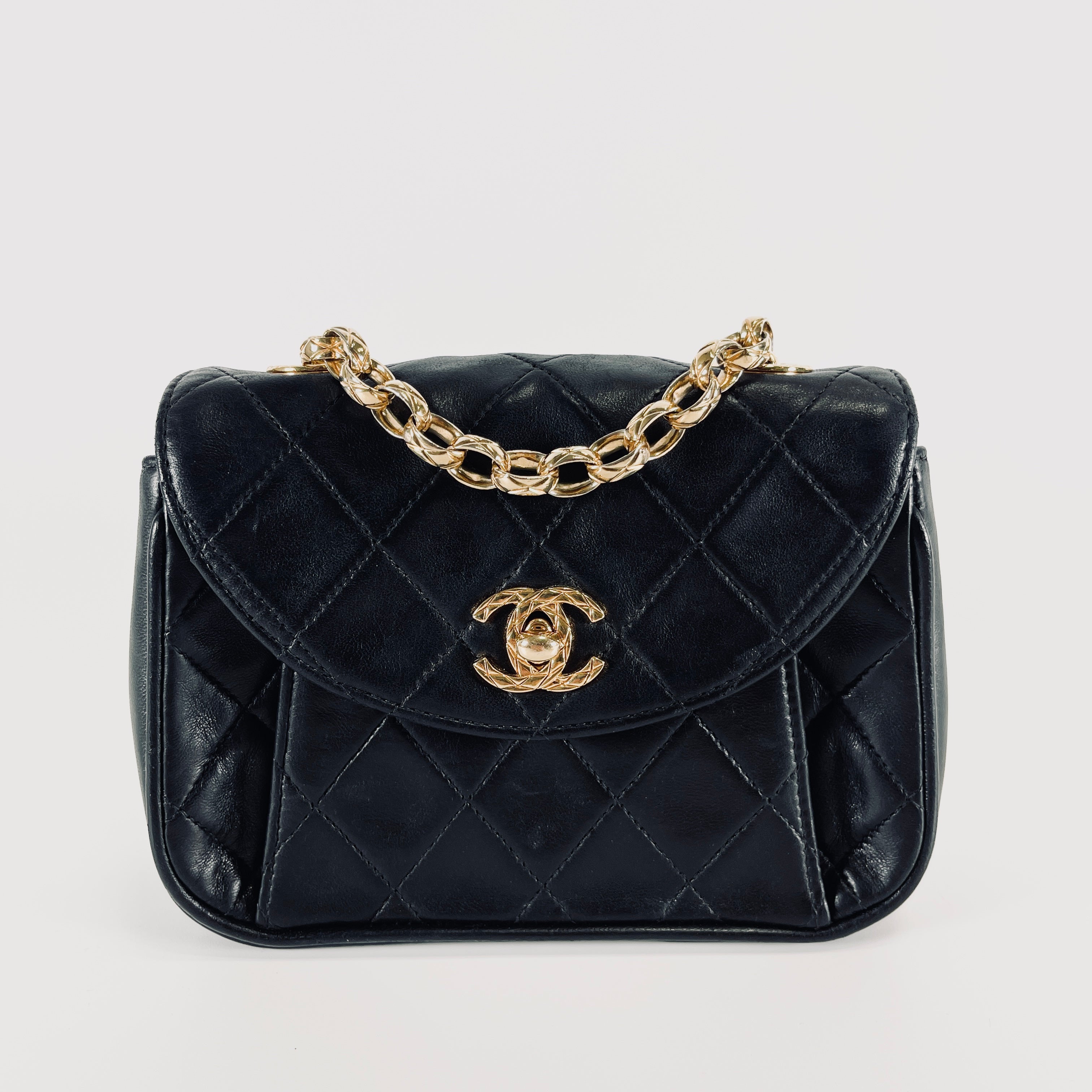 CHANEL Vintage Lambskin Matelasse Rope Chain Shoulder Bag