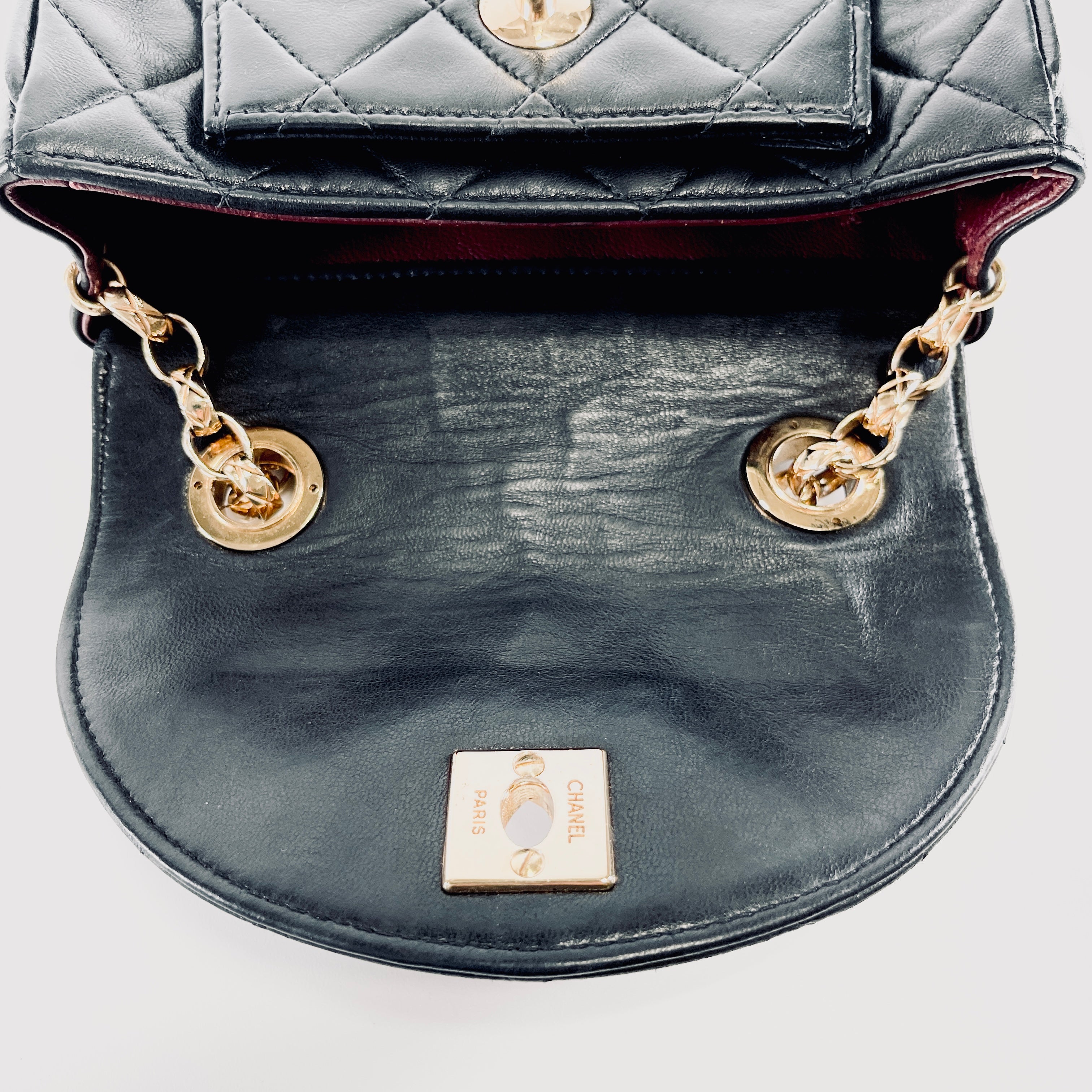 CHANEL Vintage Lambskin Matelasse Rope Chain Shoulder Bag