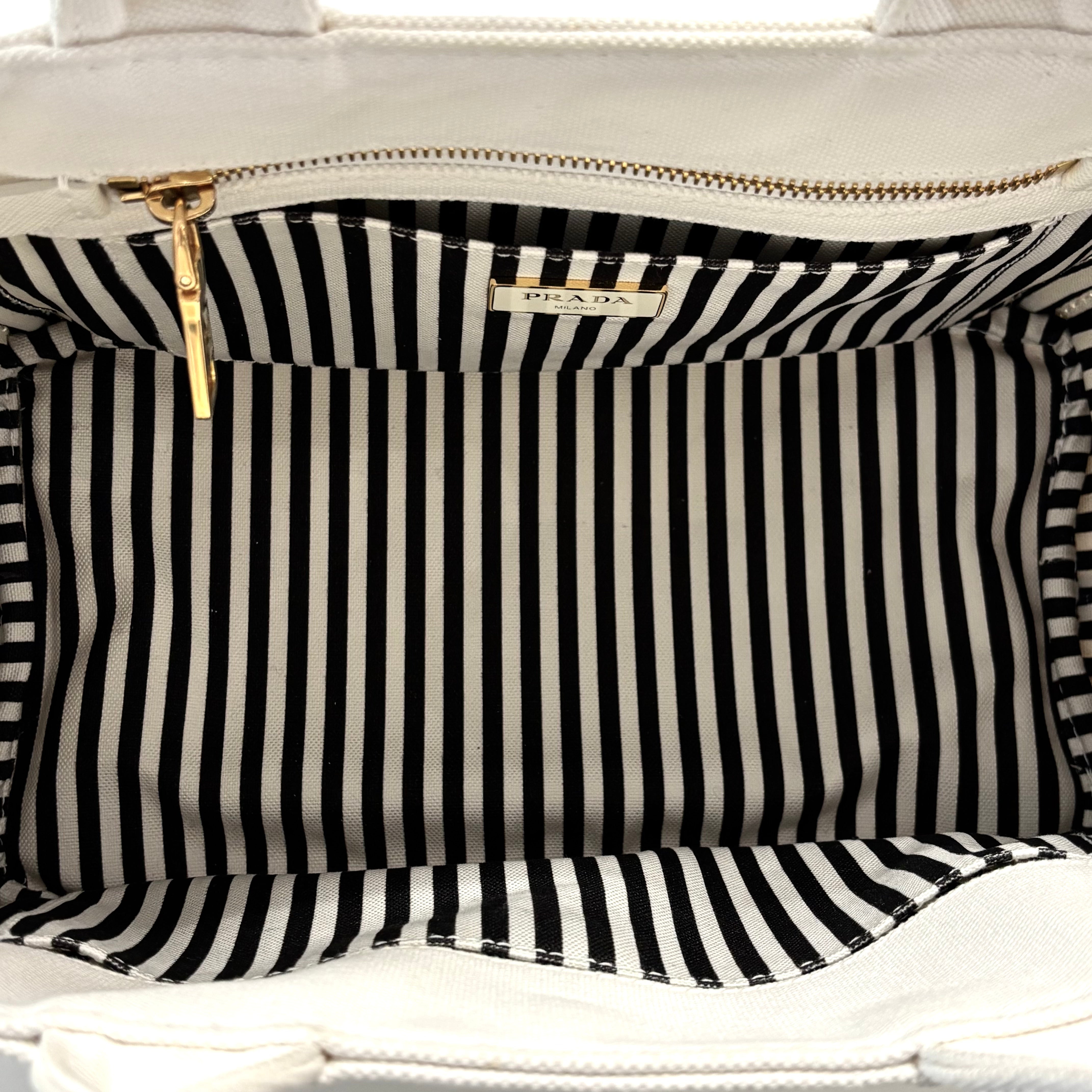 PRADA Canapa Medium Tote Bag Ivory