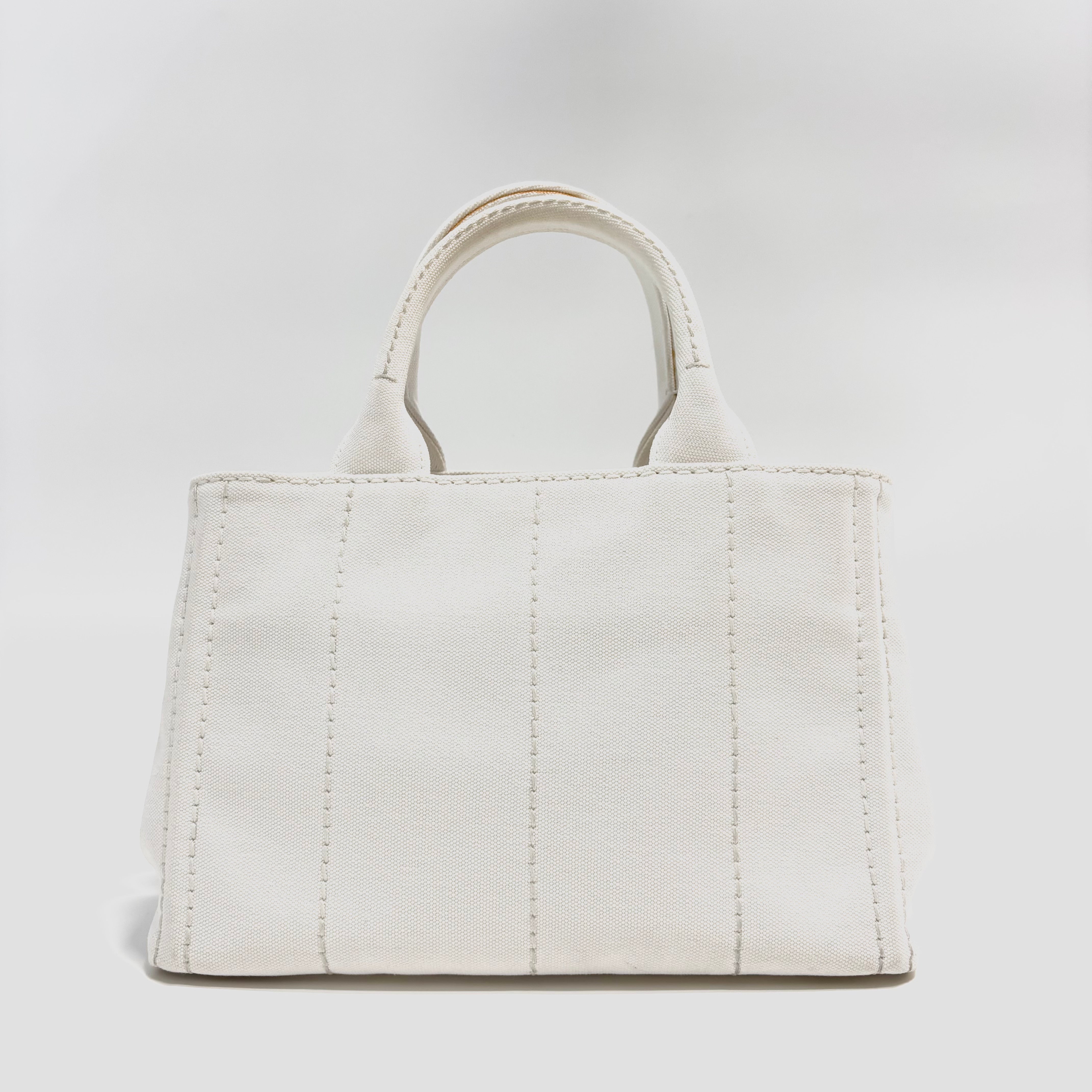 PRADA Canapa Medium Tote Bag Ivory