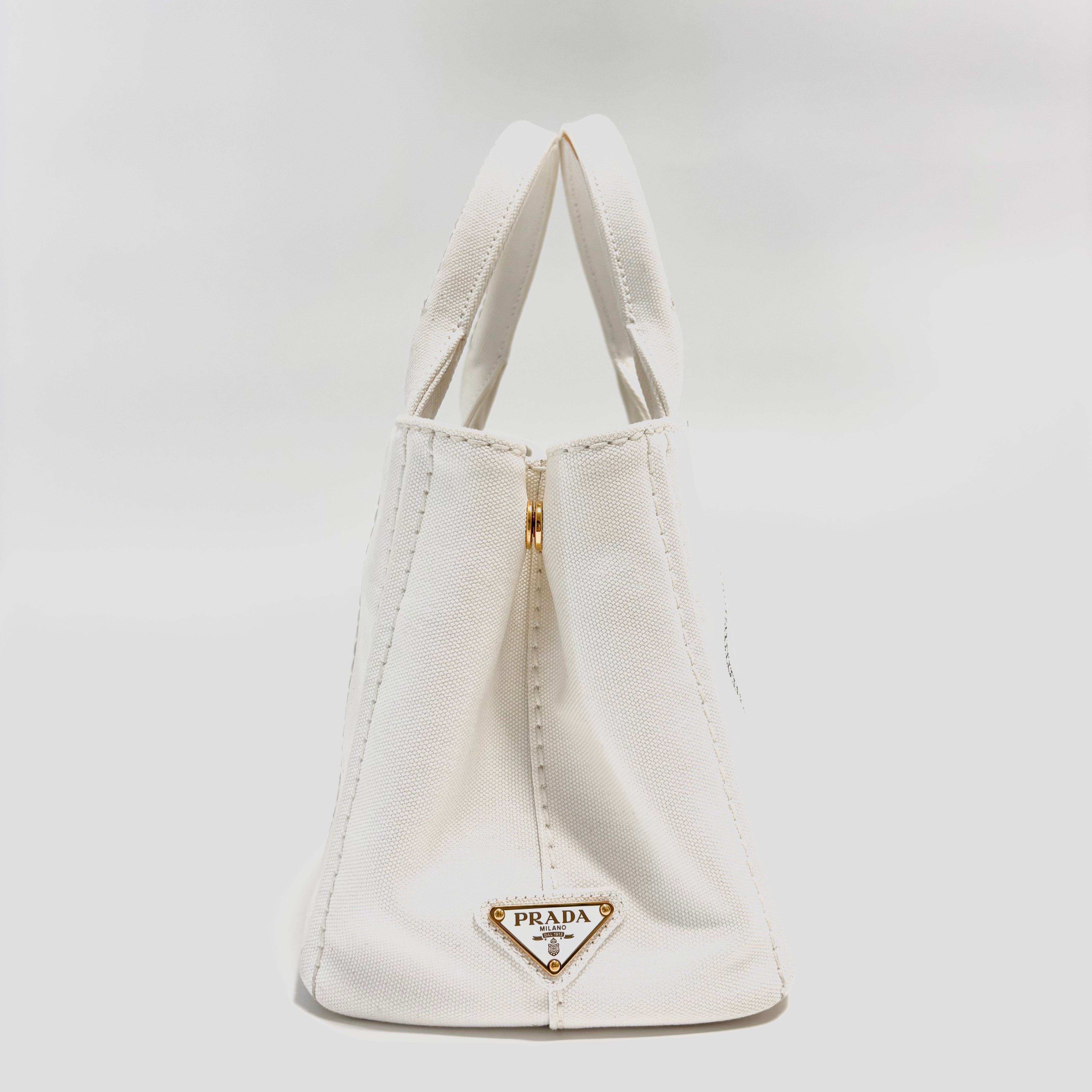 PRADA Canapa Medium Tote Bag Ivory