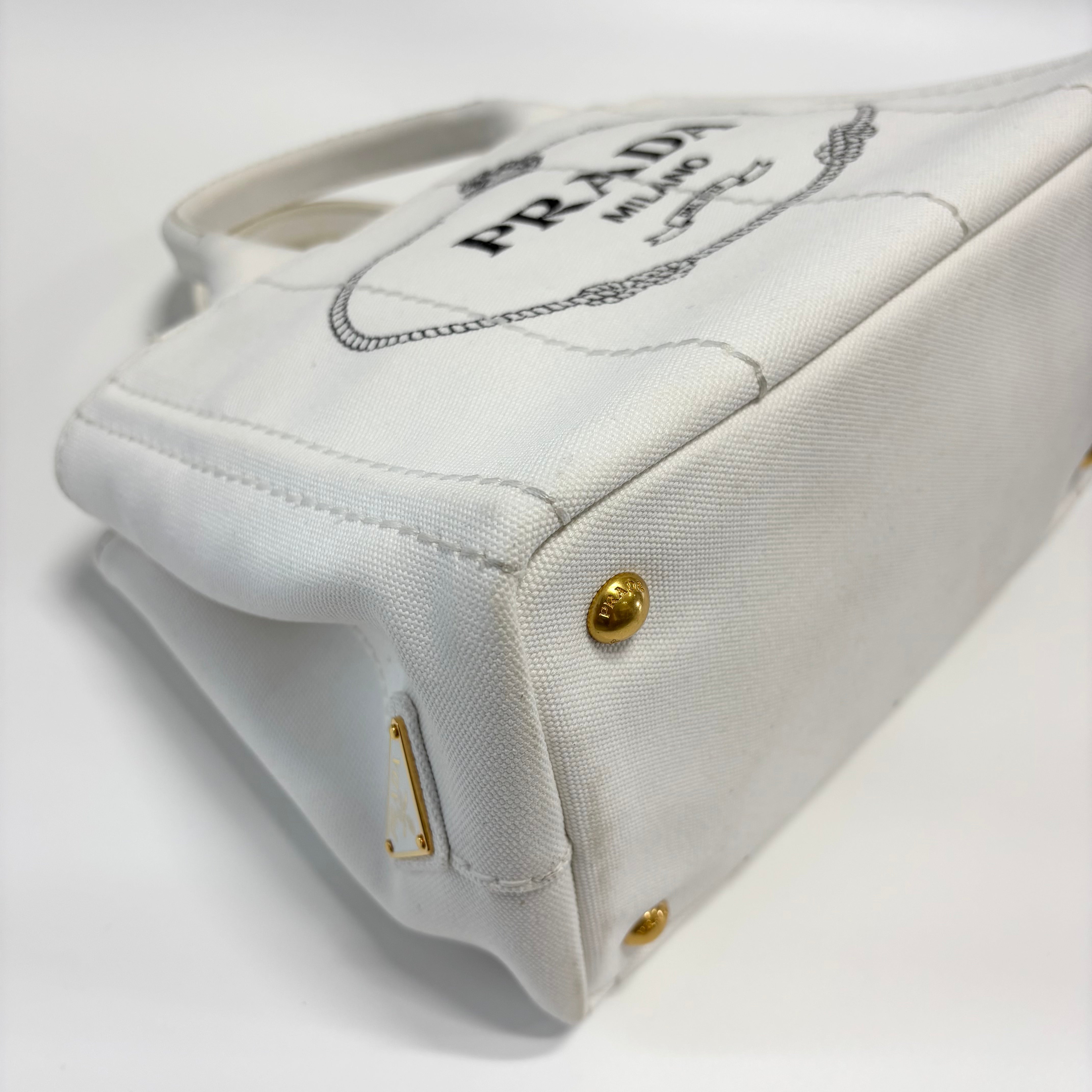 PRADA Canapa Medium Tote Bag Ivory