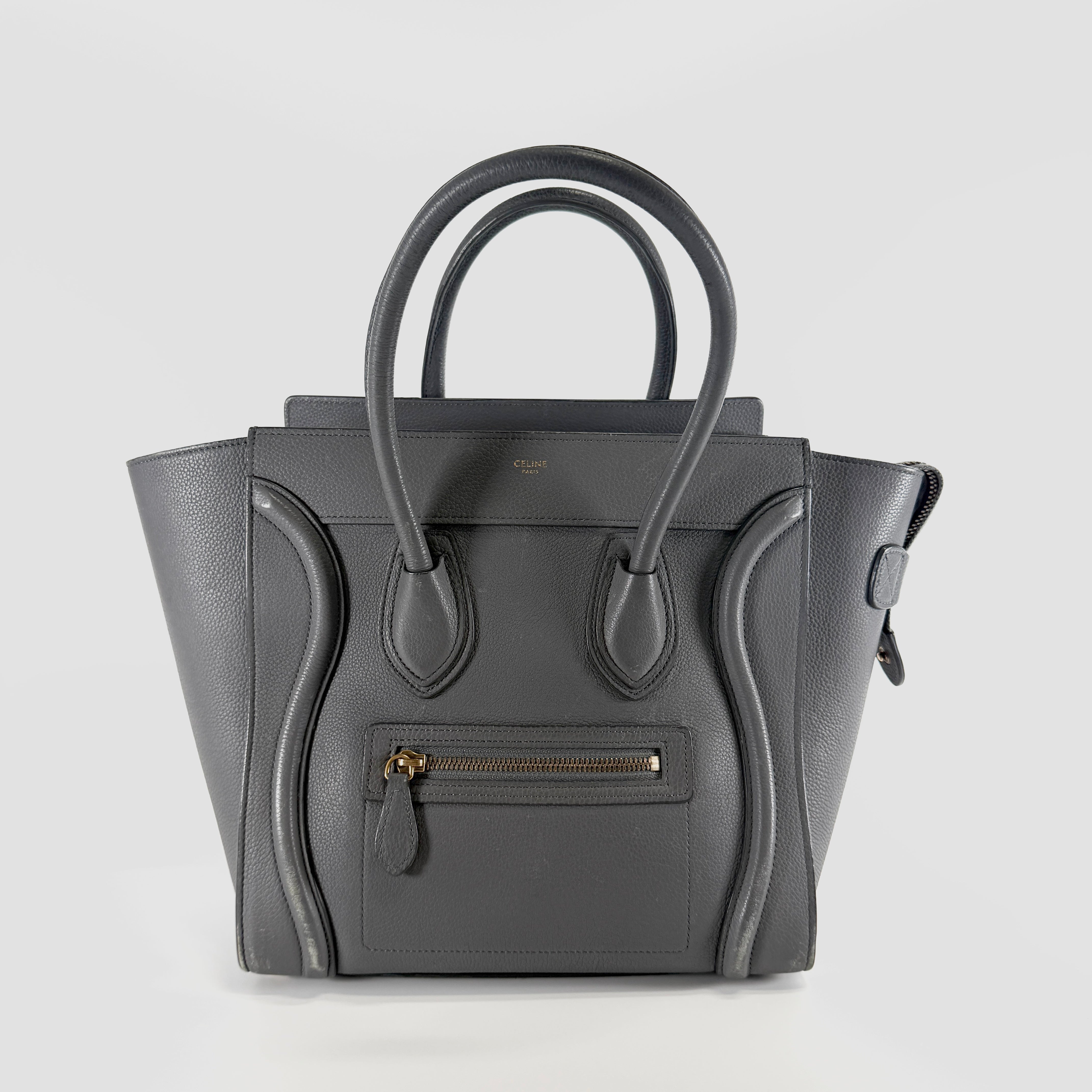 2606 secondhand CELINE leather Shoulder bag gray
