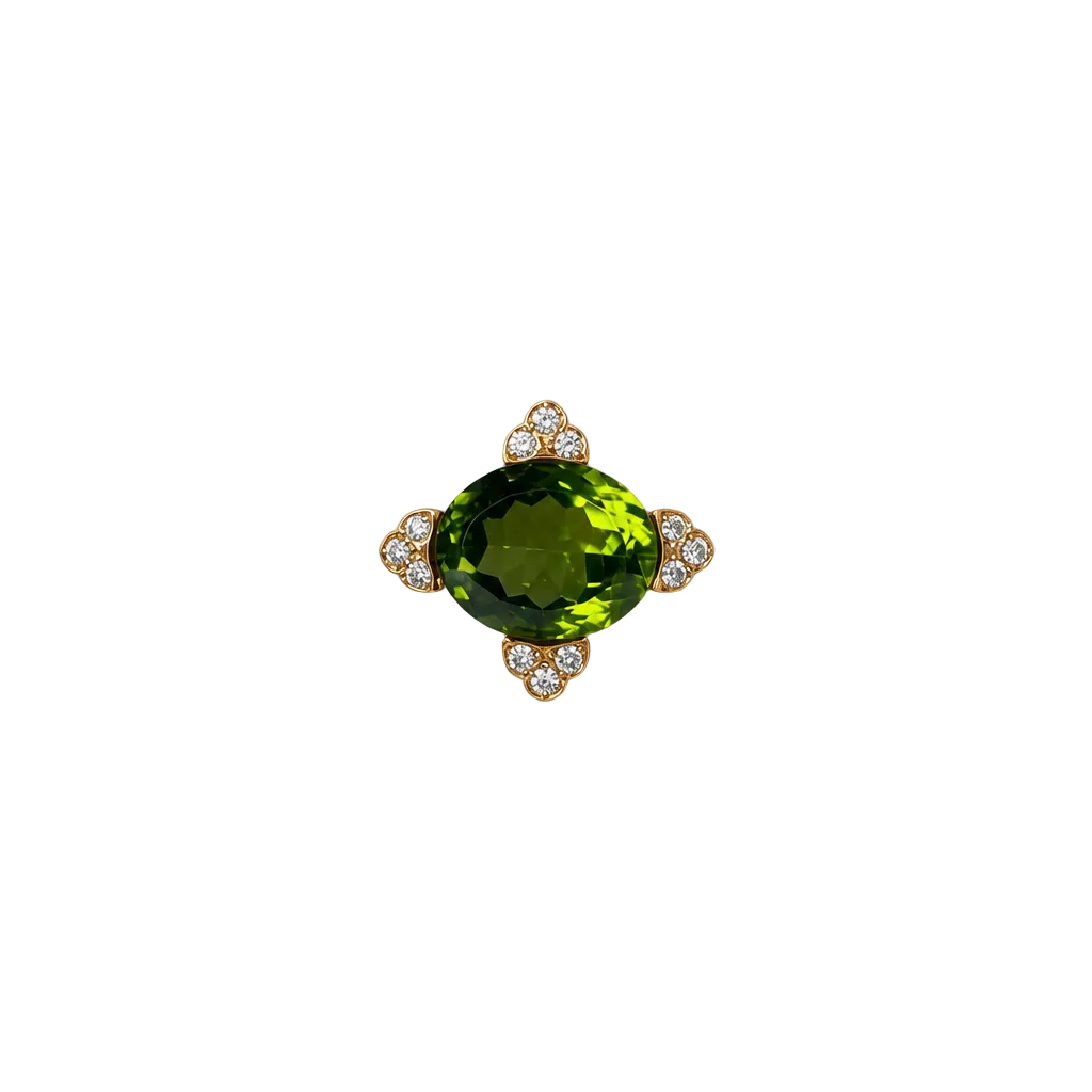 2607 secondhand Pt900/K18 ring peridot 5.76ct D 0.17ct Total 10g