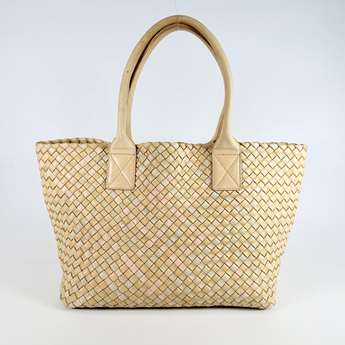 2608 secondhand BOTTEGA VENETA Intrecciato Tote Bag Beige
