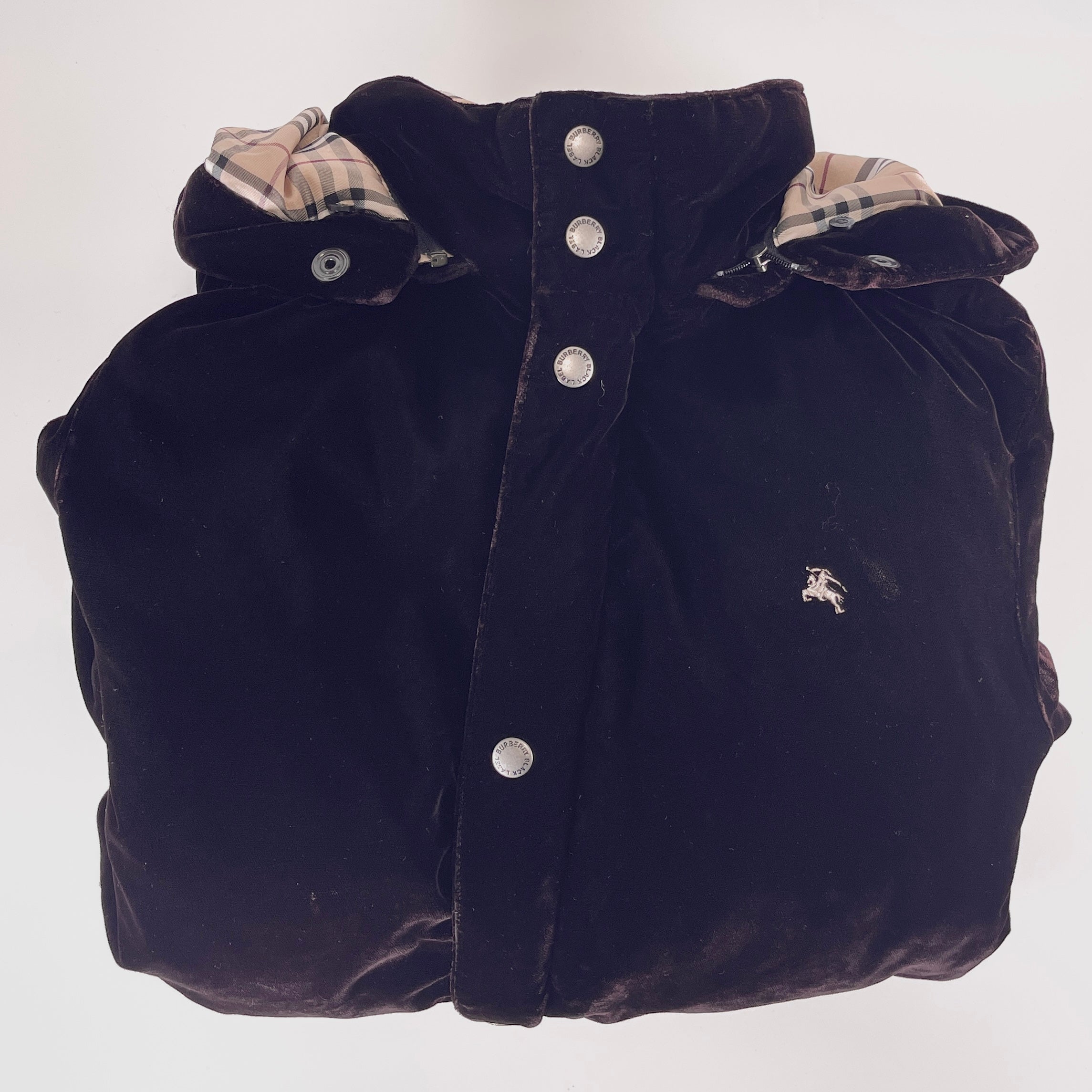 2606 secondhand BURBERRY Down jacket coat black Label velvet down jacket