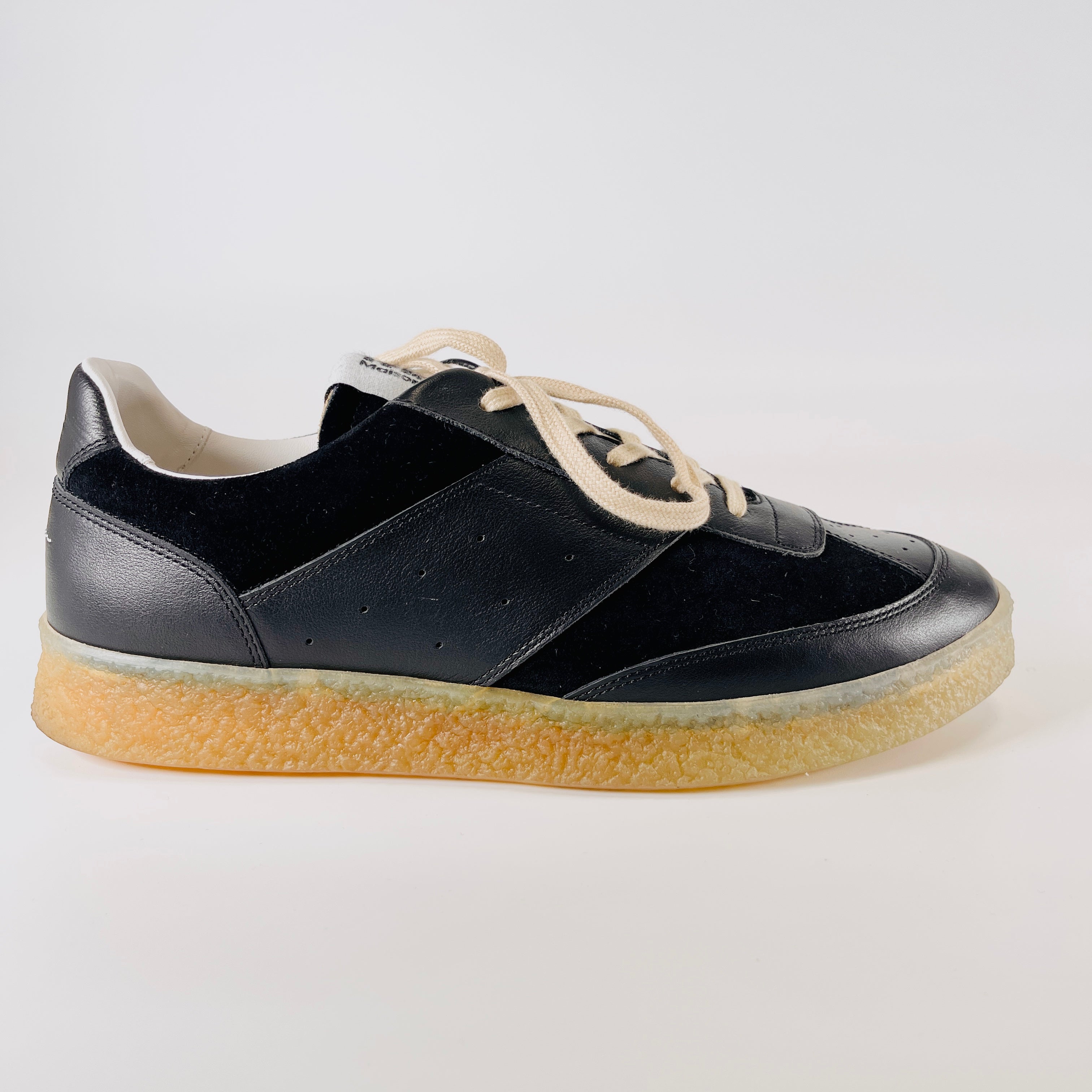 2605 secondhand MM6 leather × suede sneakers 40 unisex black logo Cre Maison Margiela