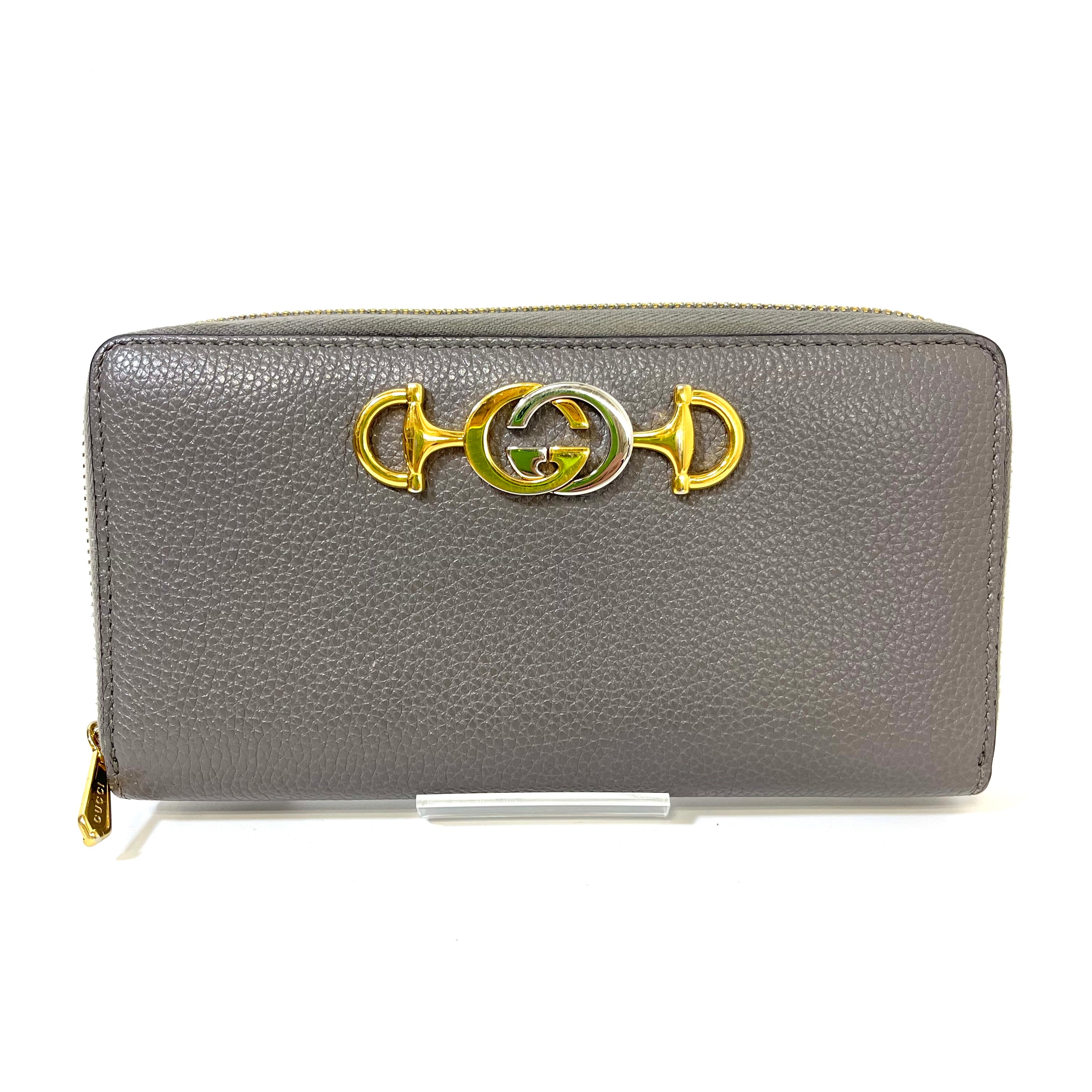 2510 GUCCI Zip Round Long Wallet Leather Gray Accessory
