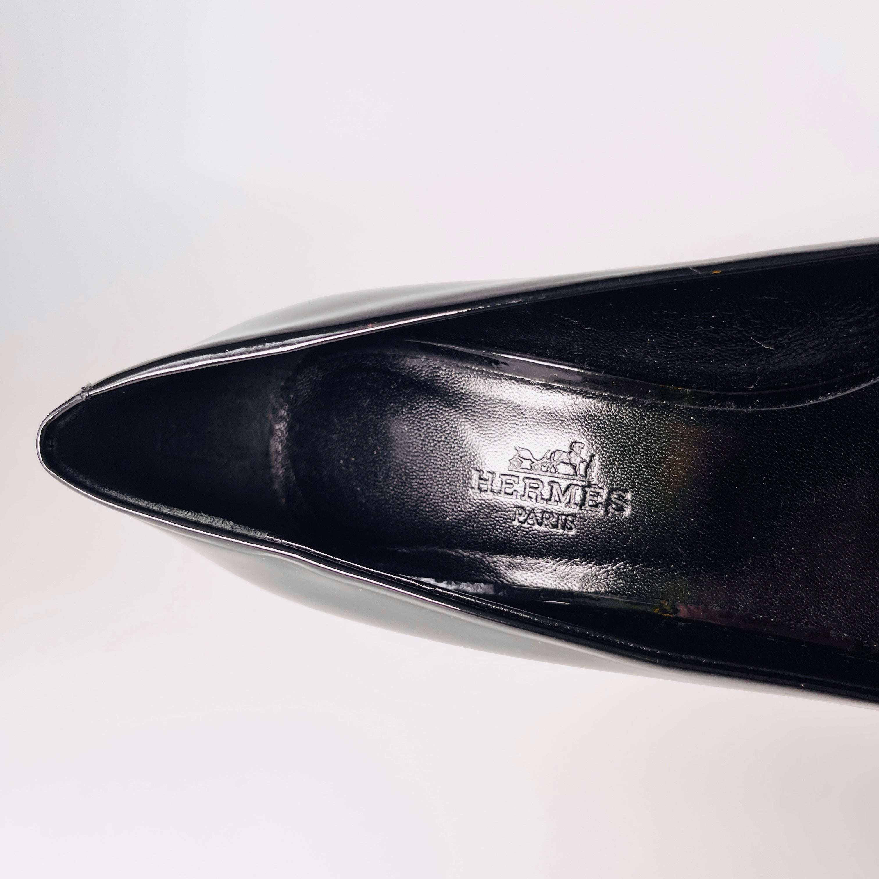 2605 secondhand HERMES Patent Leather Open Toe pumps 36 Women's black