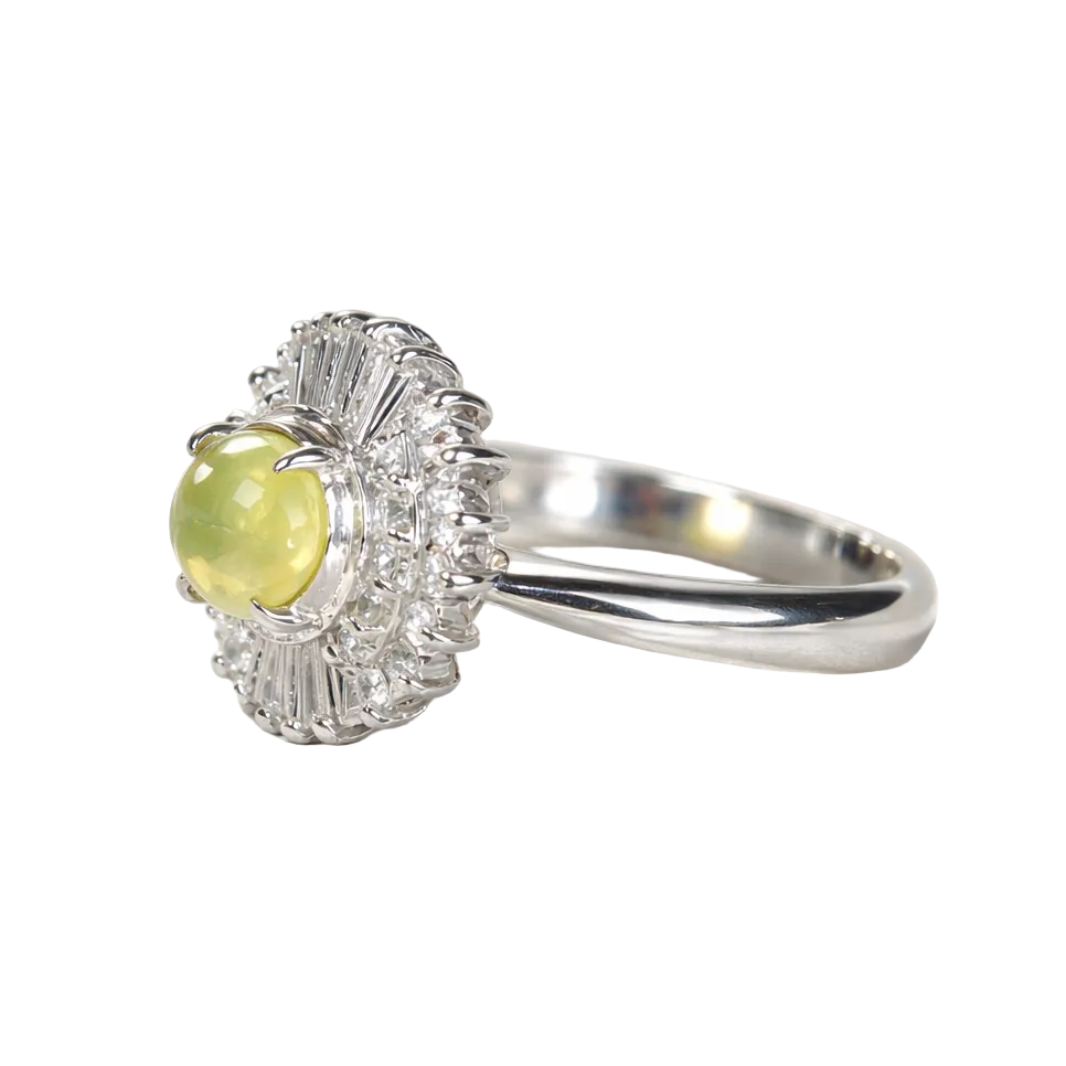 2605 secondhand Pt900 ring Cat’s Eye 1.06/D0.39ct　5.5g　#11