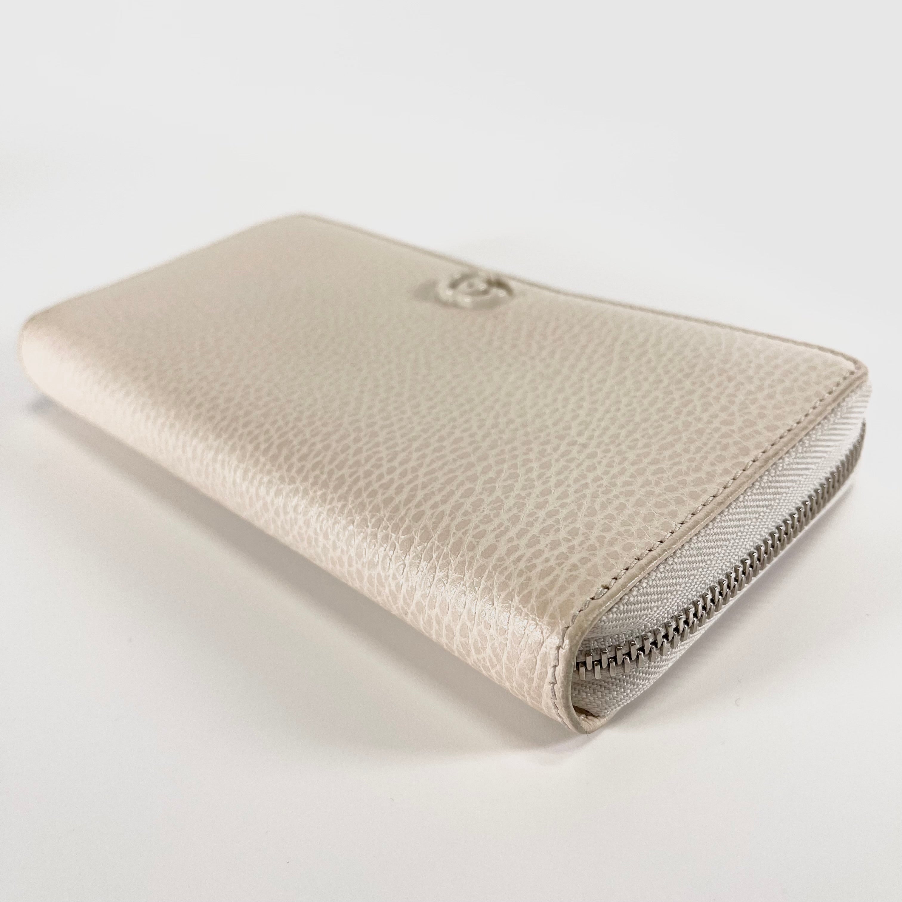 2605 secondhand GUCCI 456117 leather GG Marmont Long Wallet white 496334