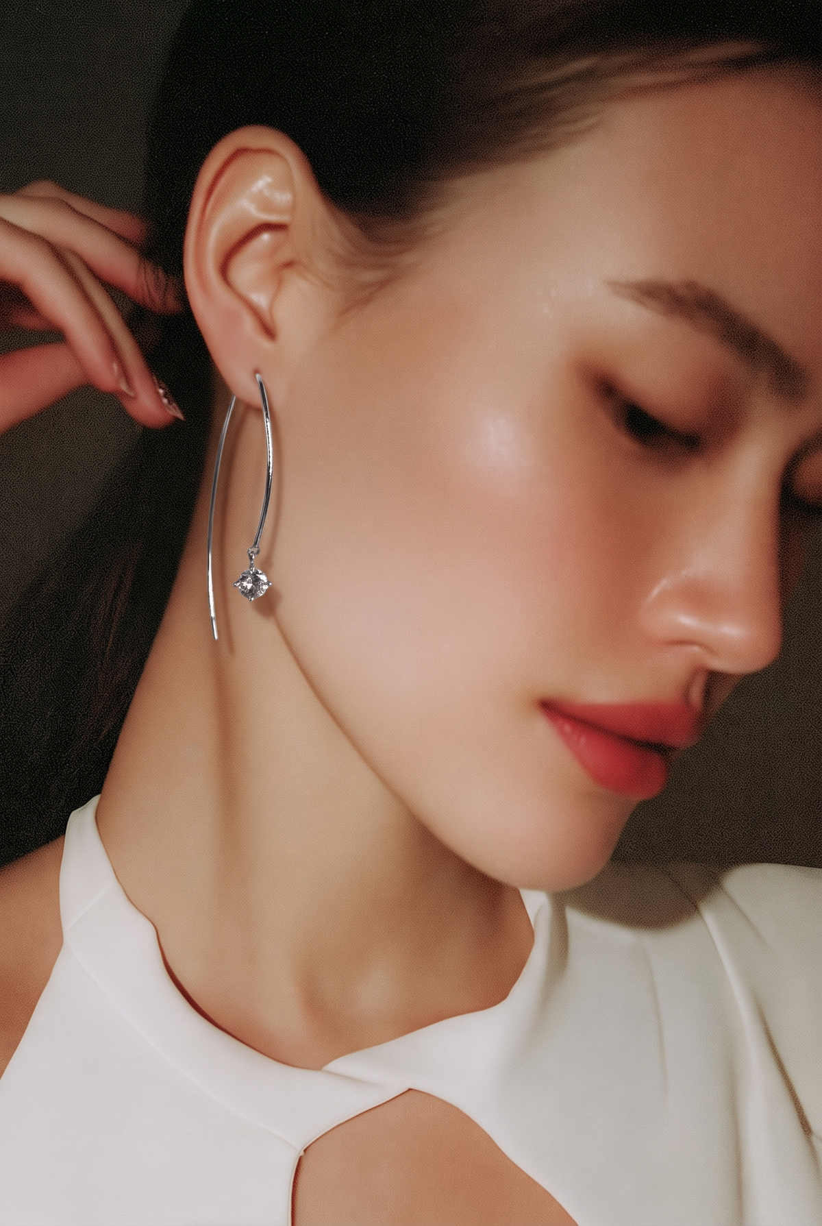 2606 secondhand K18WG earrings D0.23/0.22ct Total 1.7g