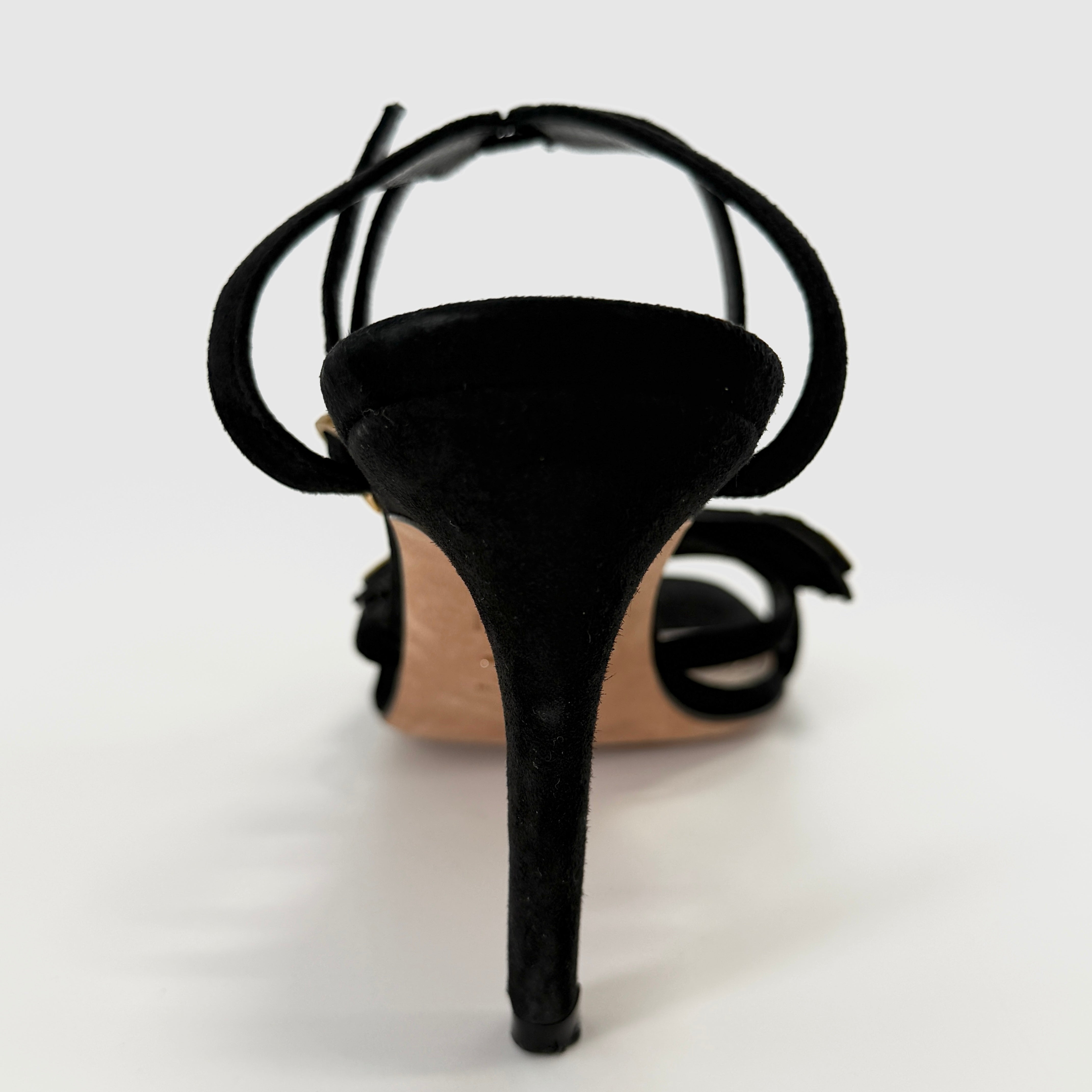 2607 secondhand CD suede Sandals 37 1/2 Women's black NE0618