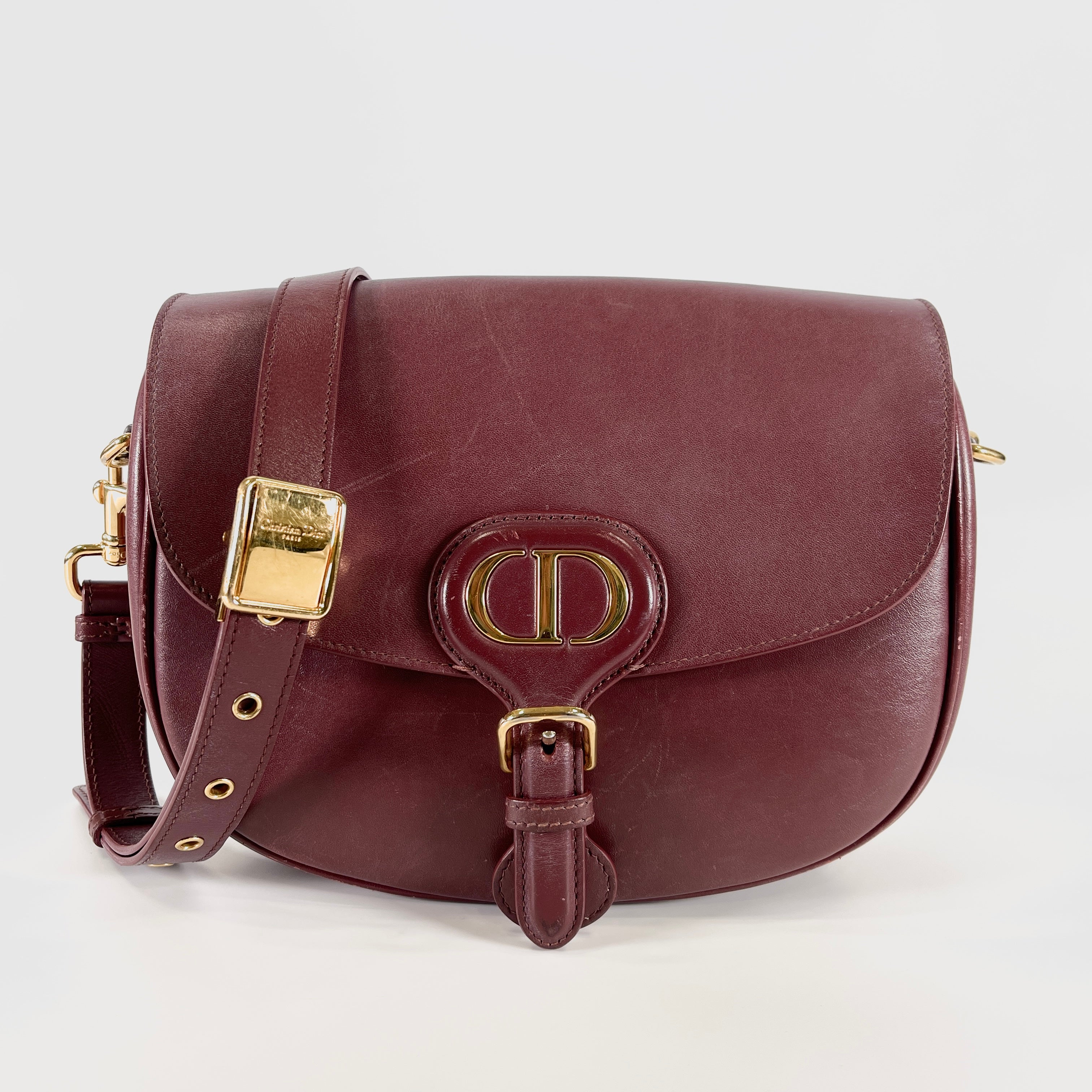 2604 secondhand ChristianDior Bobby medium calf Bordeaux B Rank