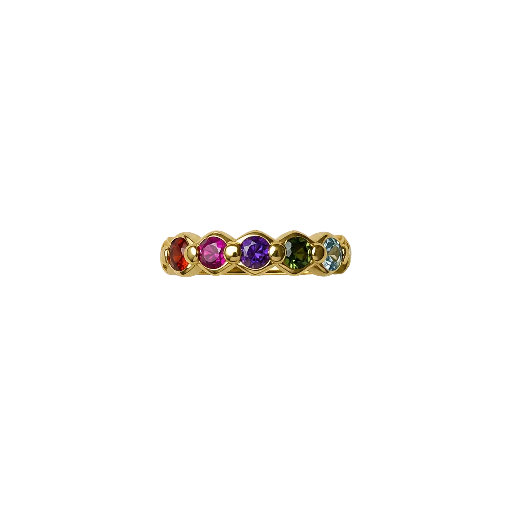 2606 secondhand K18 ring multicolor stone Total 3.8g #9