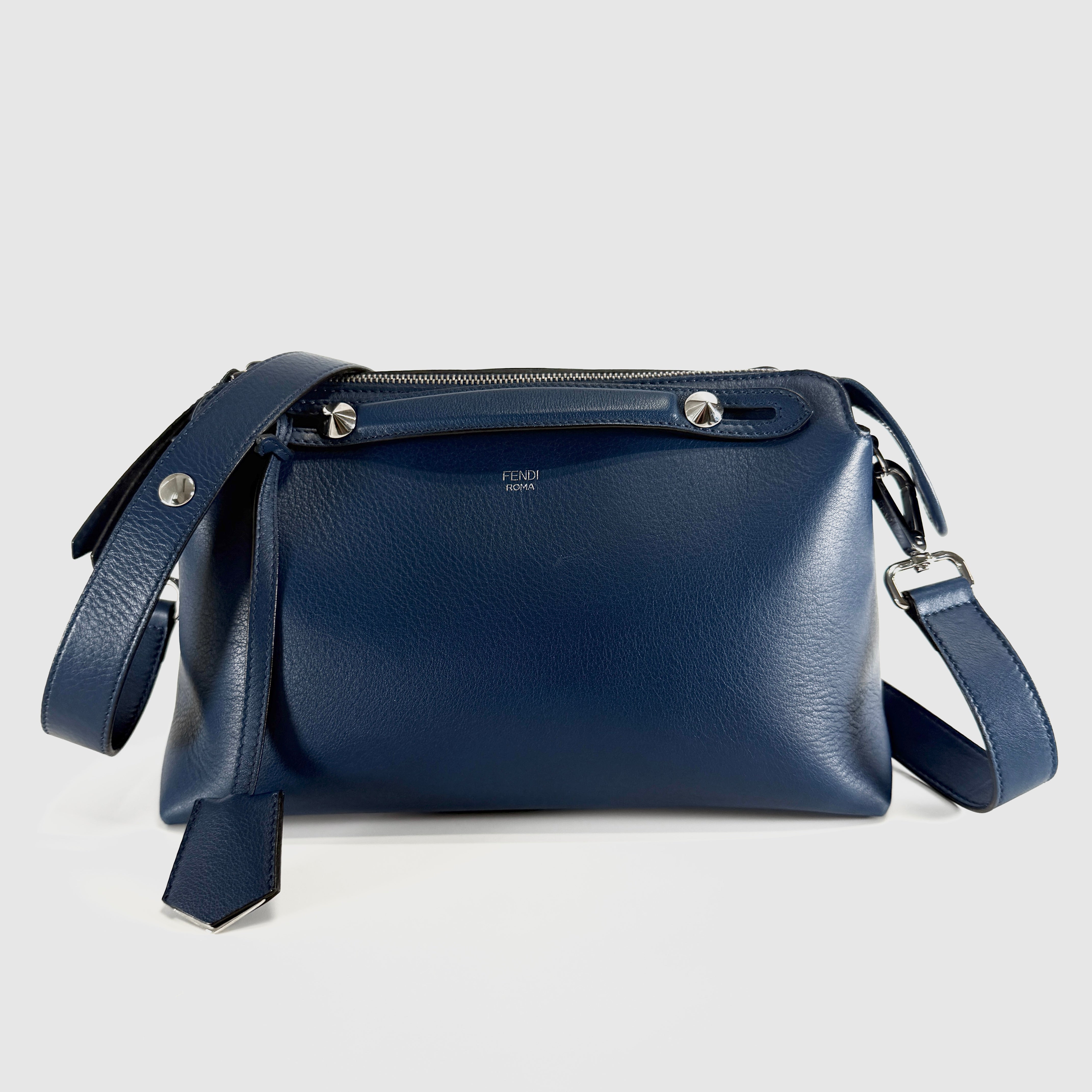 2606 secondhand FENDI By the Way medium leather 2WAY hand bag blue 8BL124