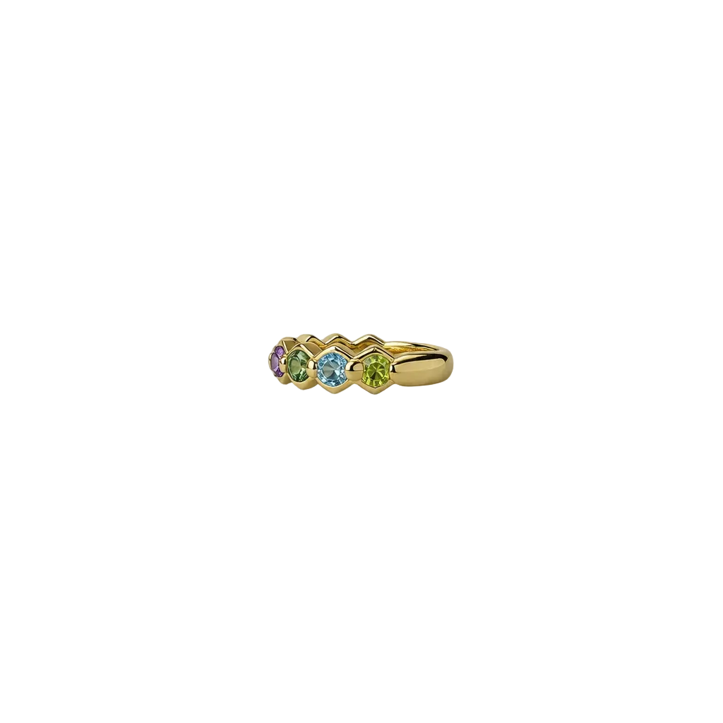 2606 secondhand K18 ring multicolor stone Total 3.8g #9