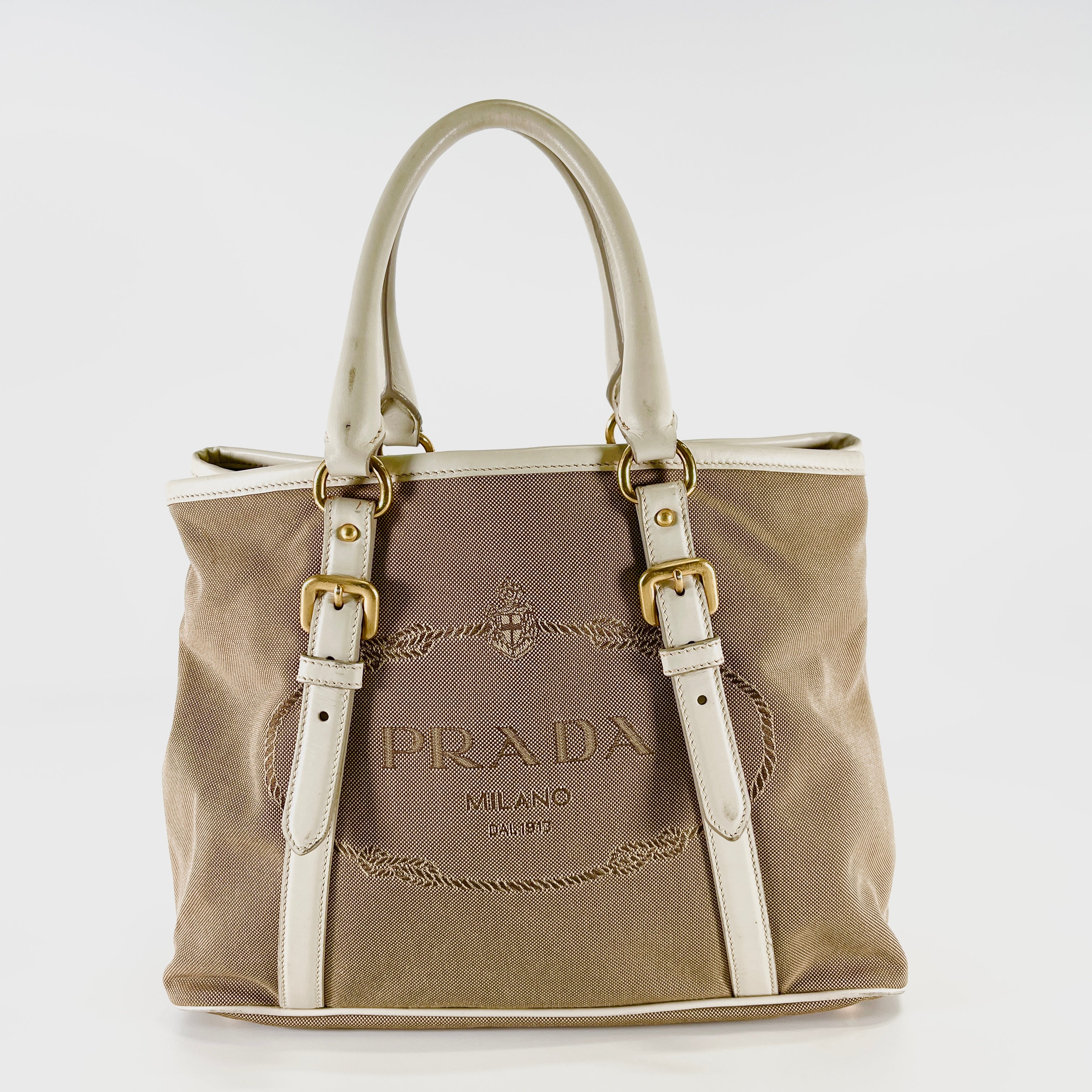 2605 secondhand PRADA logo Jacquard hand bag