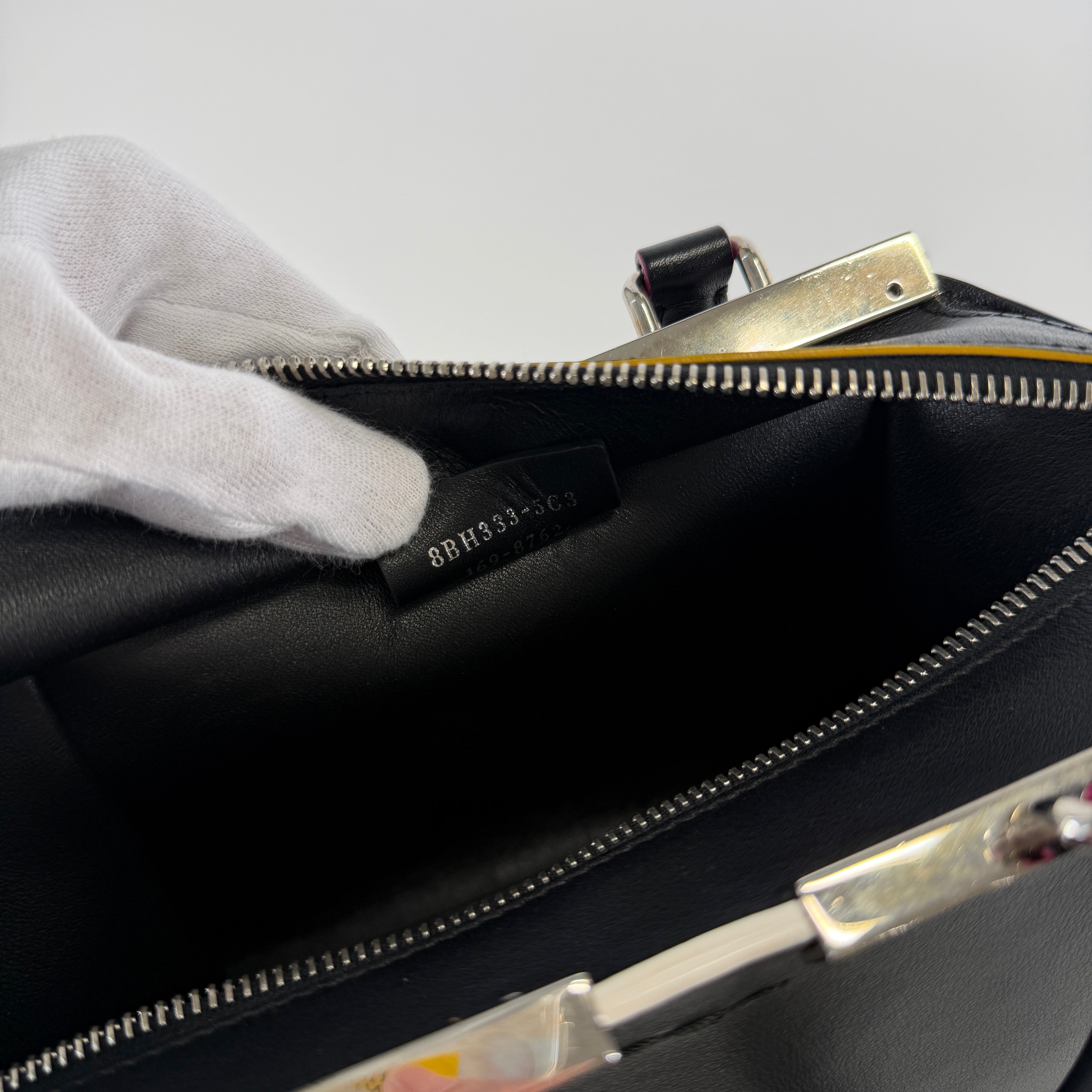 2607 secondhand FENDI Petit Troisjours leather 2WAY hand bag black 8BH333