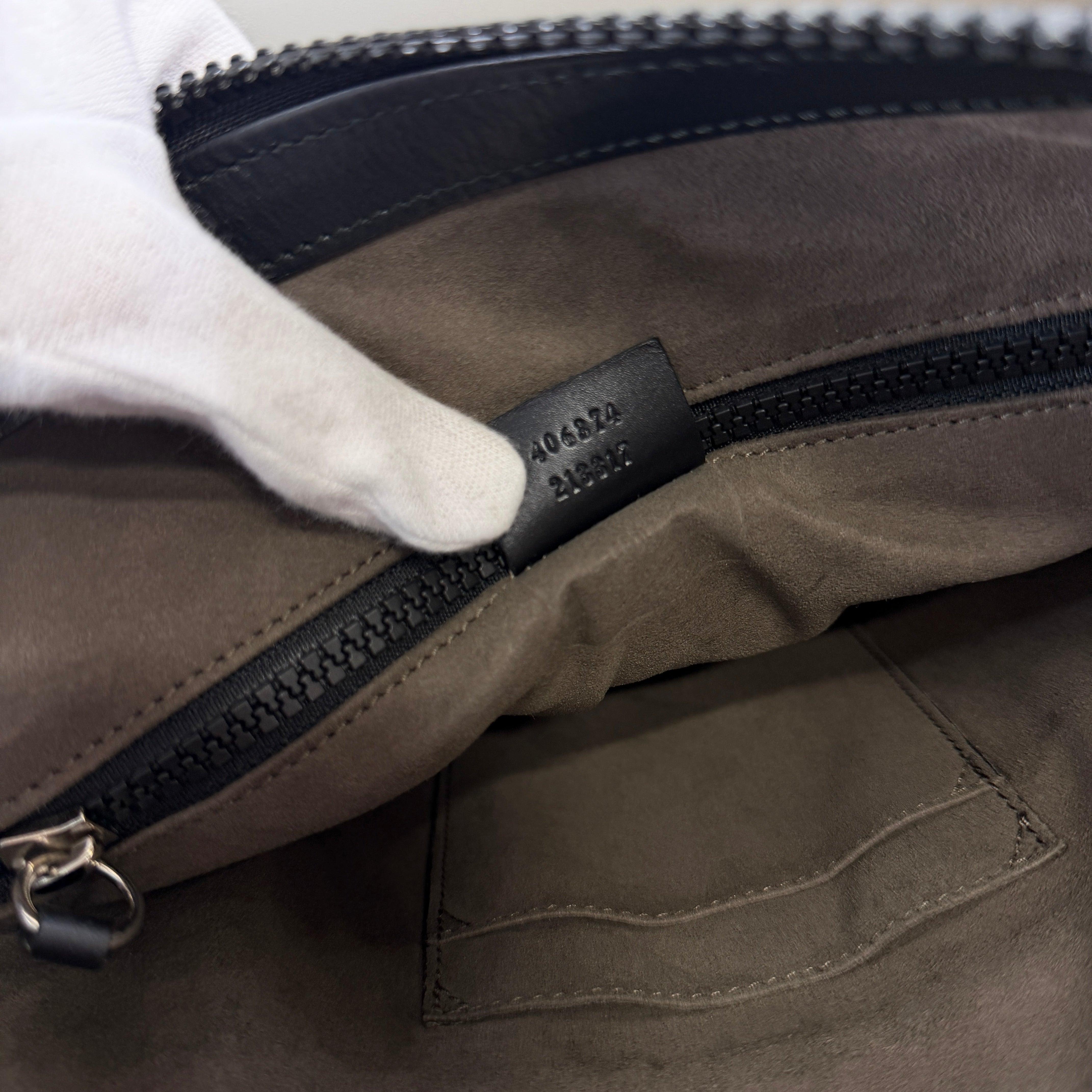 2607 secondhand GUCCI GG Supreme PVC× leather Shoulder bag beige × black 406374