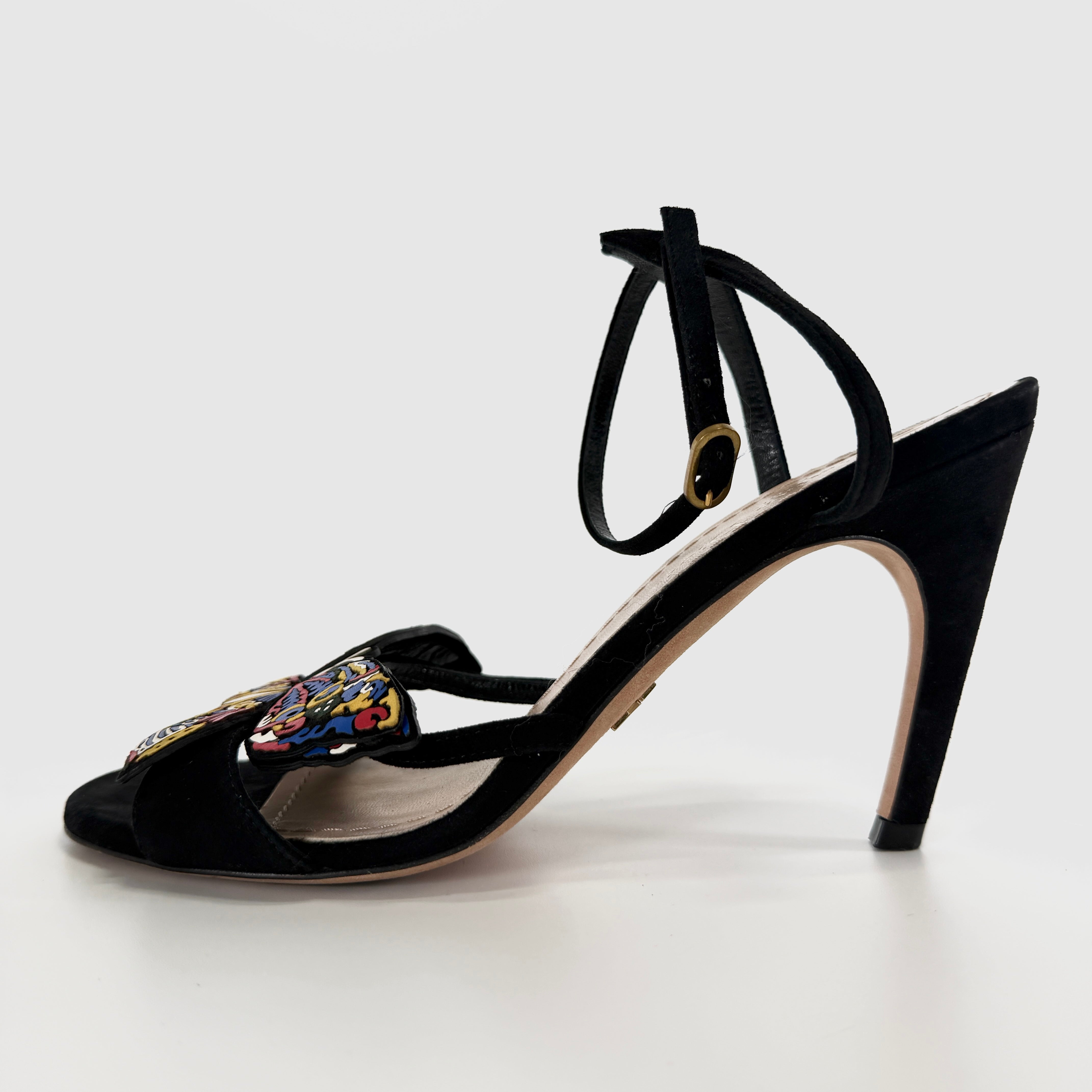 2607 secondhand CD suede Sandals 37 1/2 Women's black NE0618