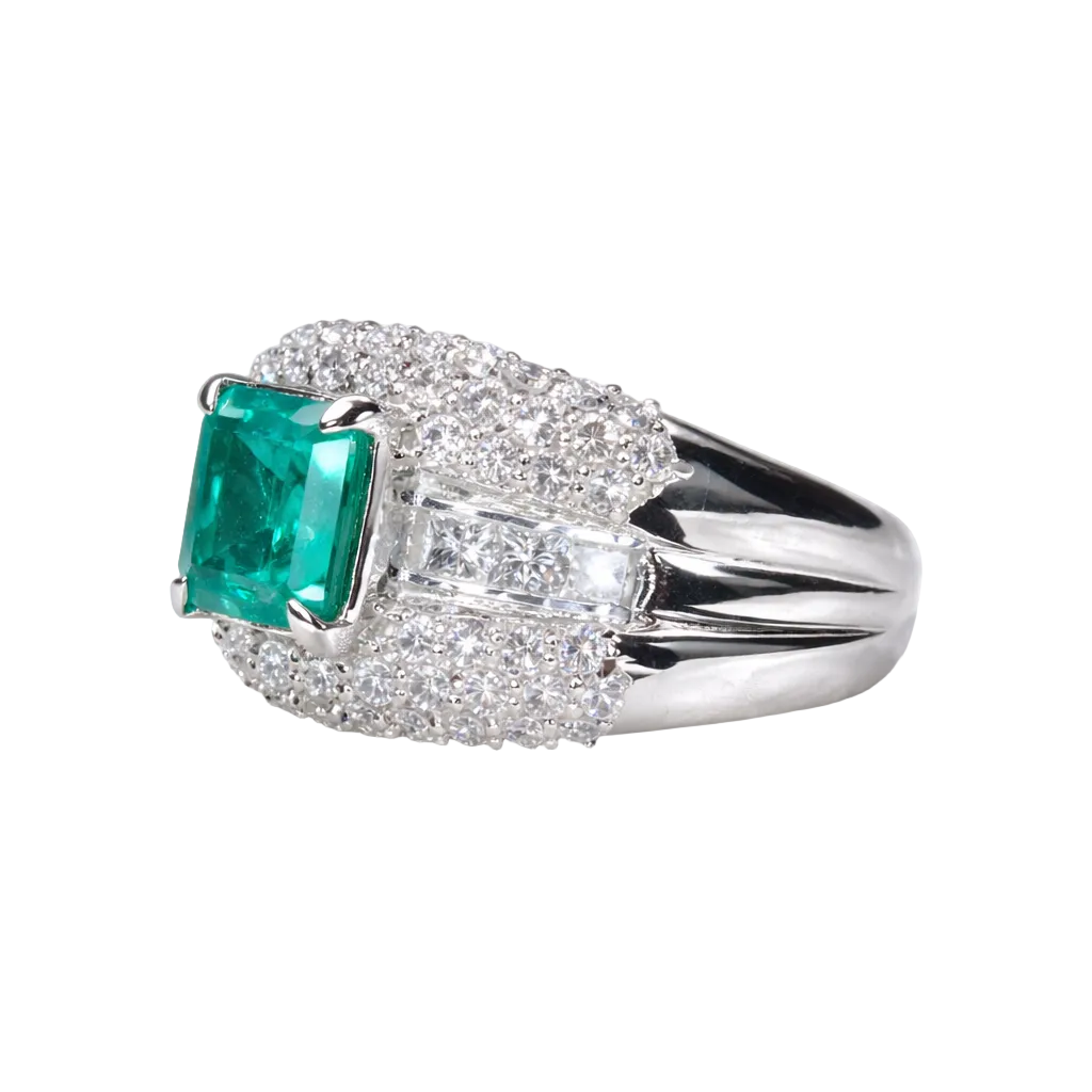 2605 secondhand Pt900 ring Columbia E2.08/D1.50ct　15.36g　#15.5