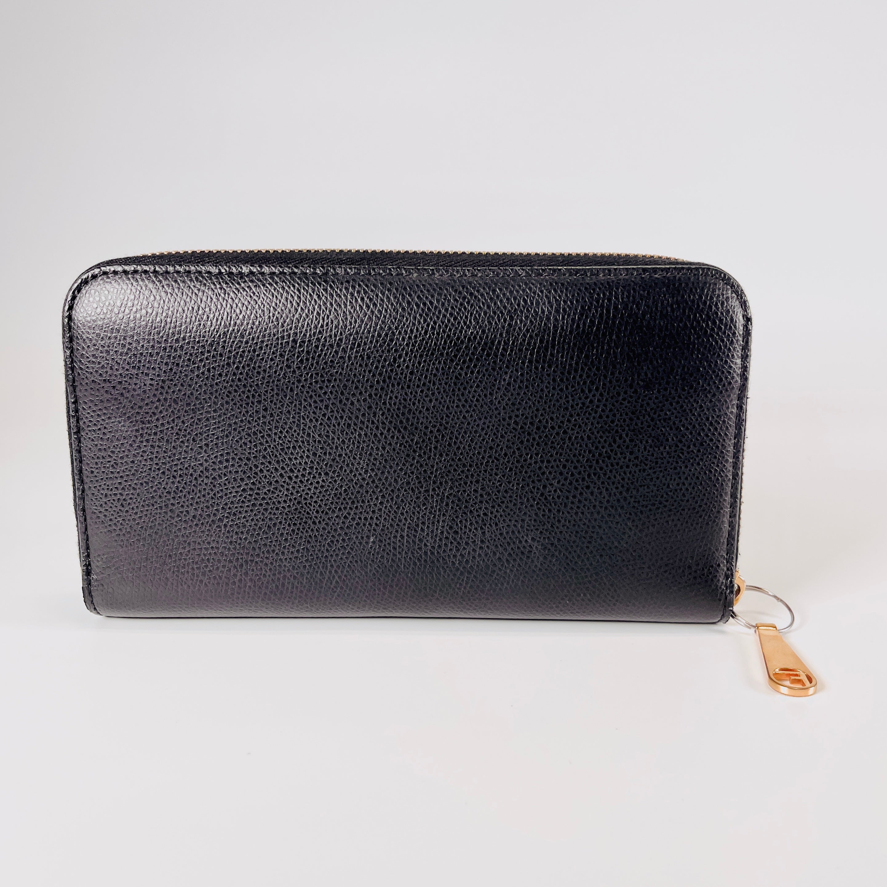 2604 secondhand FENDI Wallet leather round fastener Long wallet black