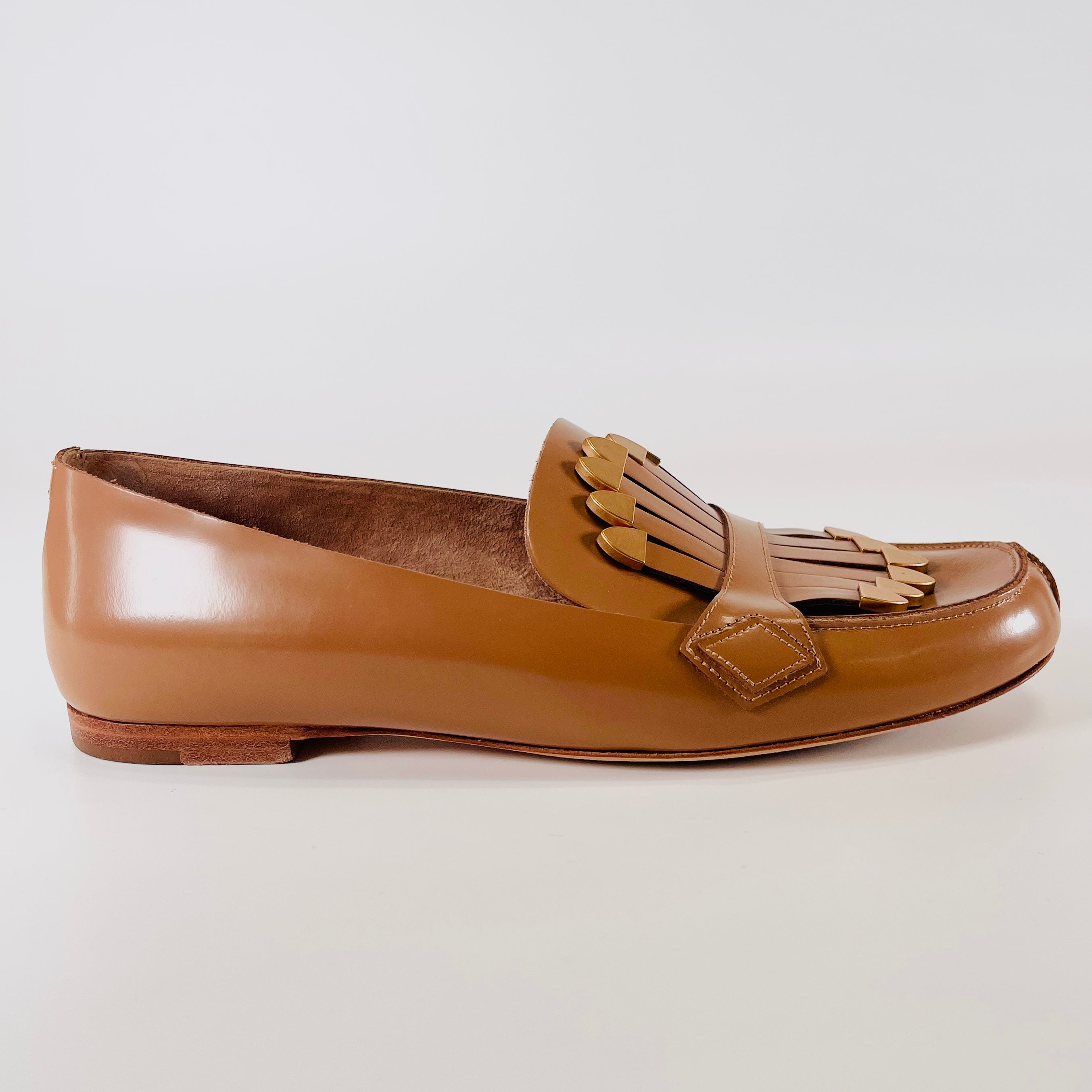 2607 secondhand Chloe leather Loafers 35 Women's beige tassel