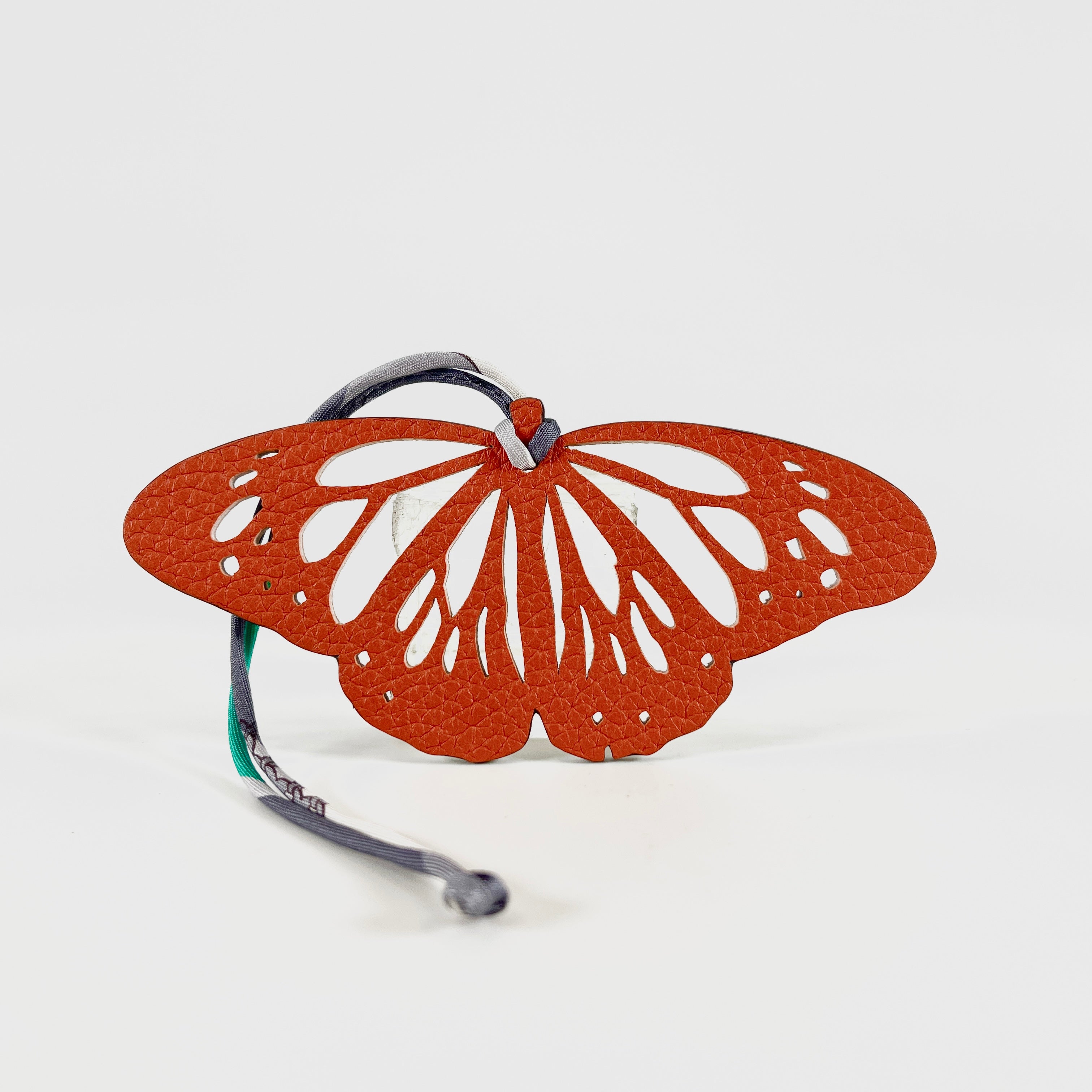 2605 secondhand HERMES charm Taurillon / orange beige butterfly