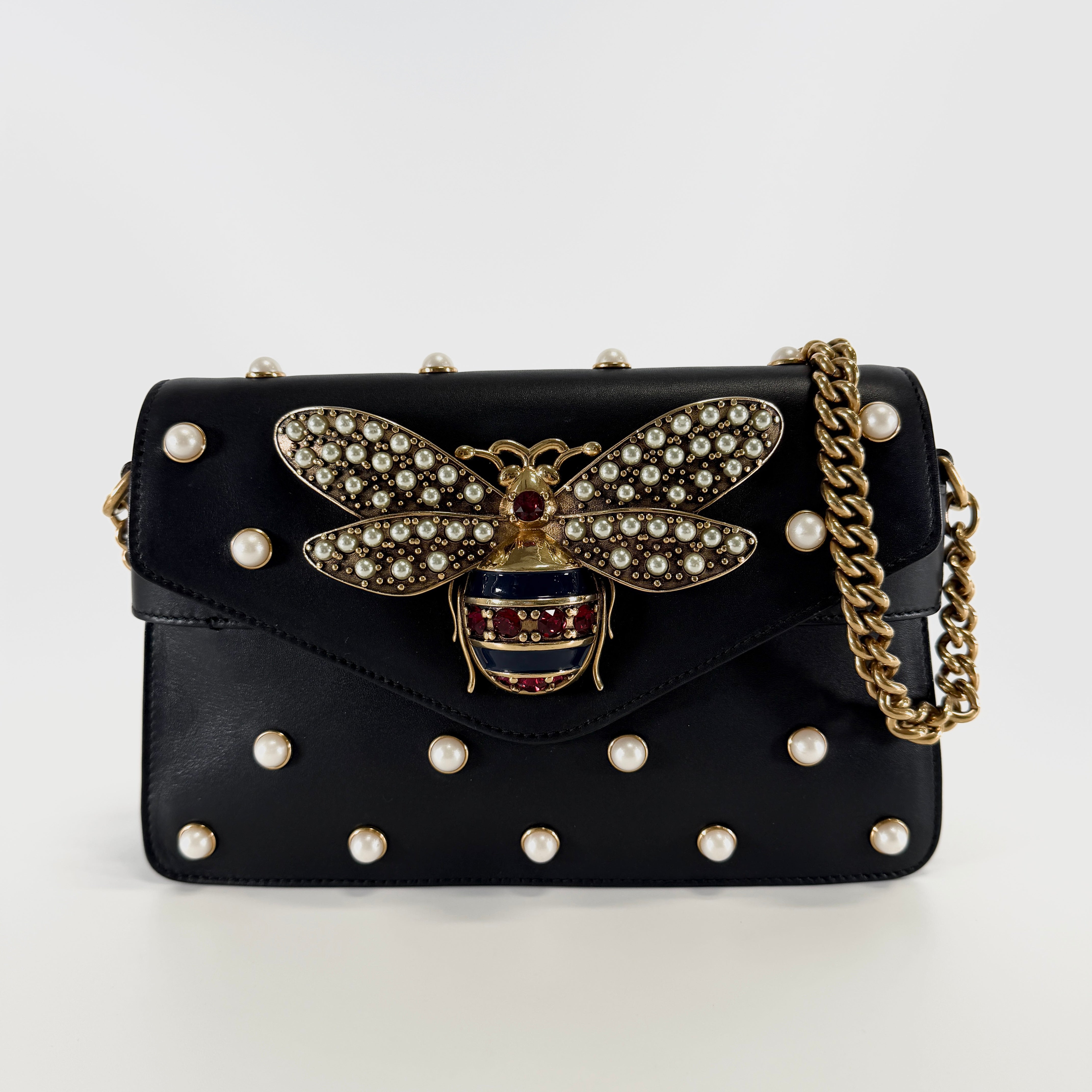 2607 secondhand GUCCI Shoulder bag / Crossbody Bag Pearl & Bee