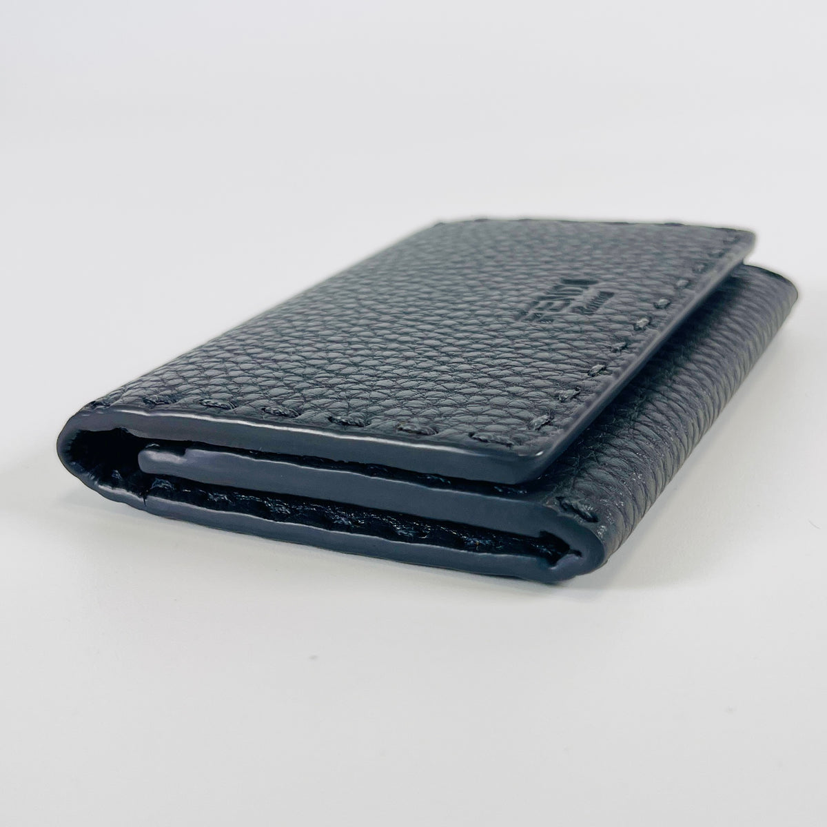 2607 secondhand FENDI Selleria 8M0217 leather Card Case gray