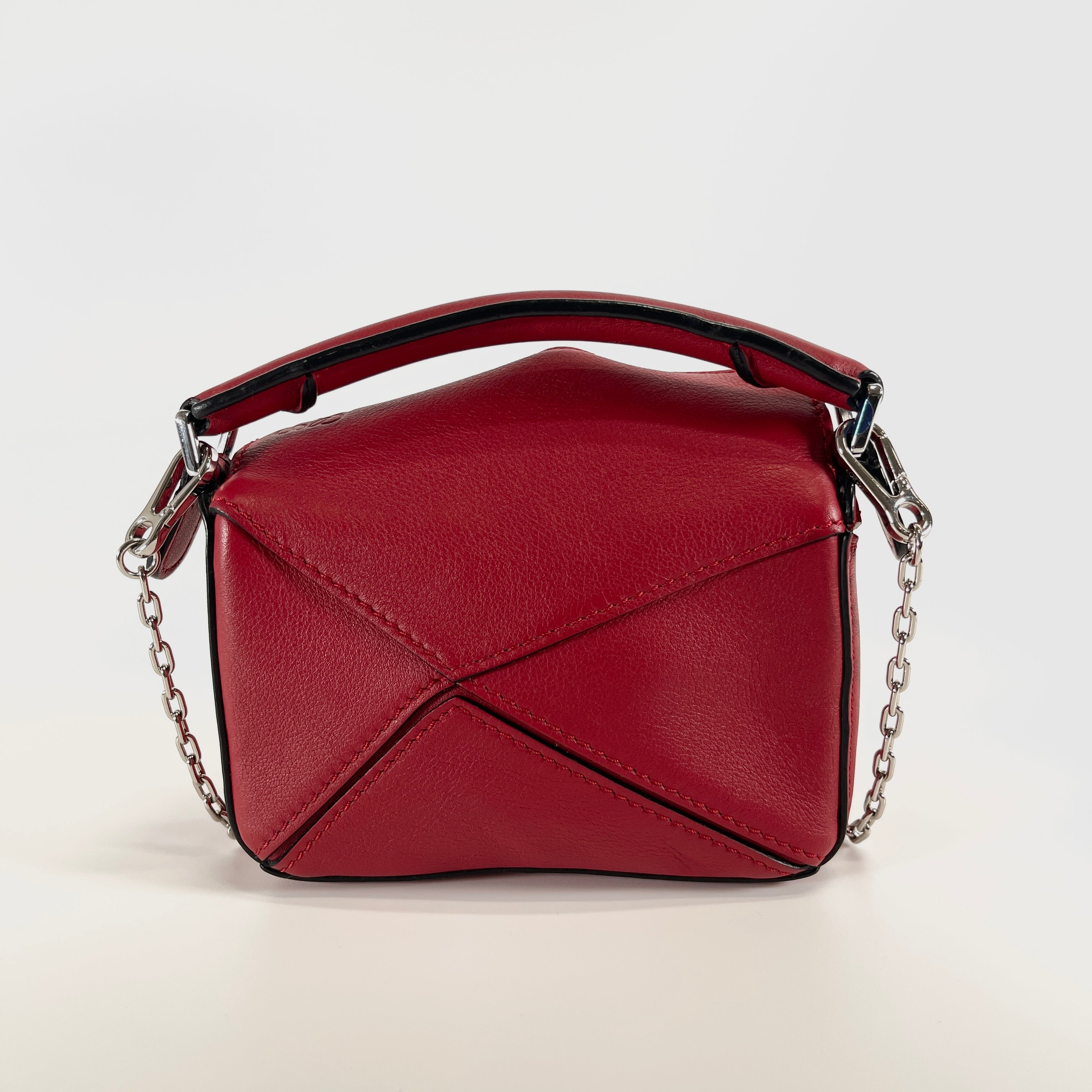 2605 secondhand LOEWE Nano Puzzle leather 2WAY hand bag Red