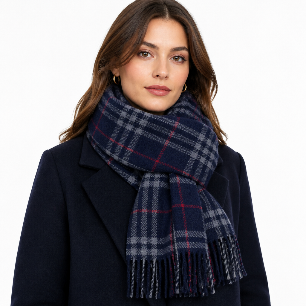2603 secondhand BURBERRY Burberry's Nova Check muffler wool Navy