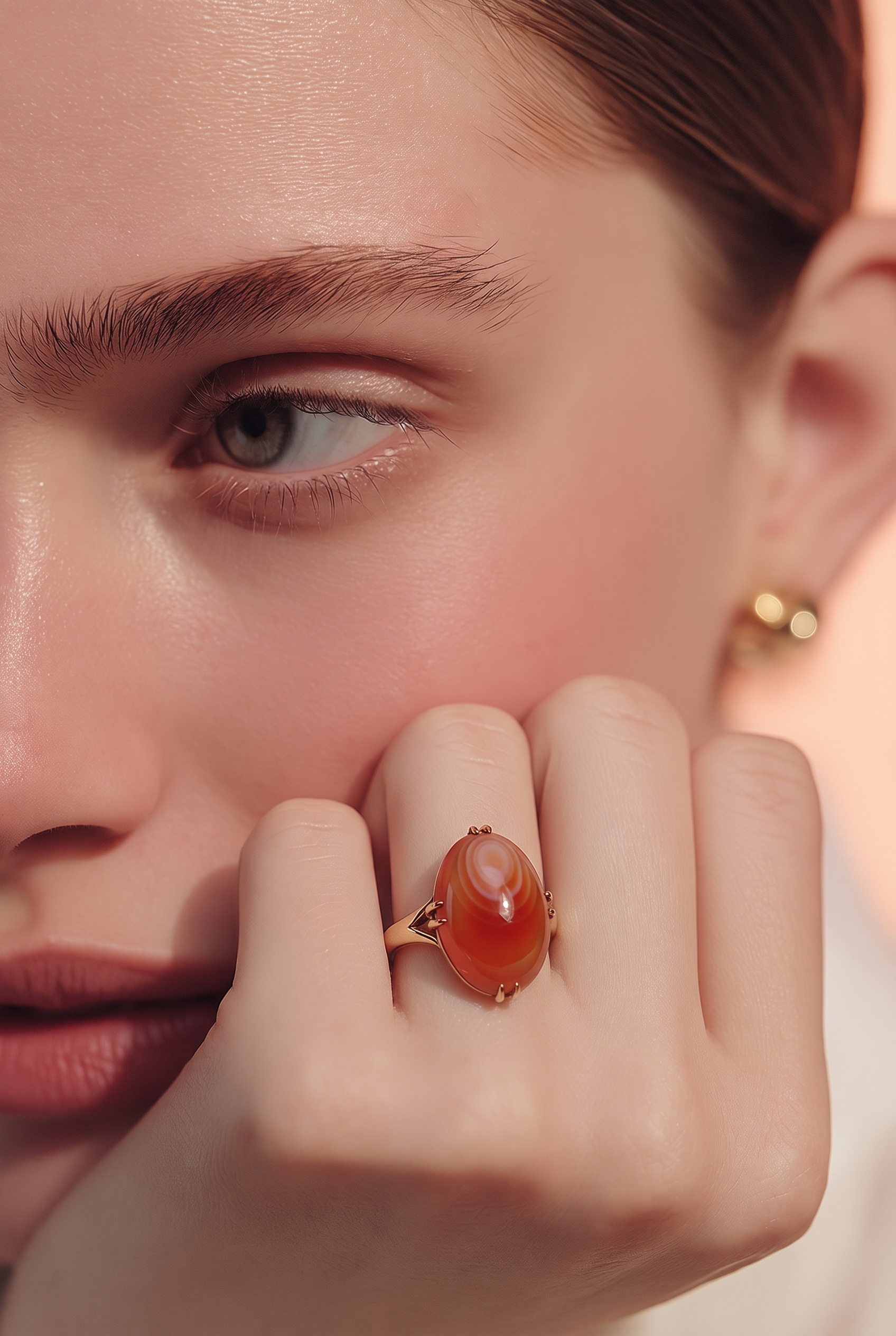 2607 secondhand k18 ring Sardonyx 5.4ct Total 9g