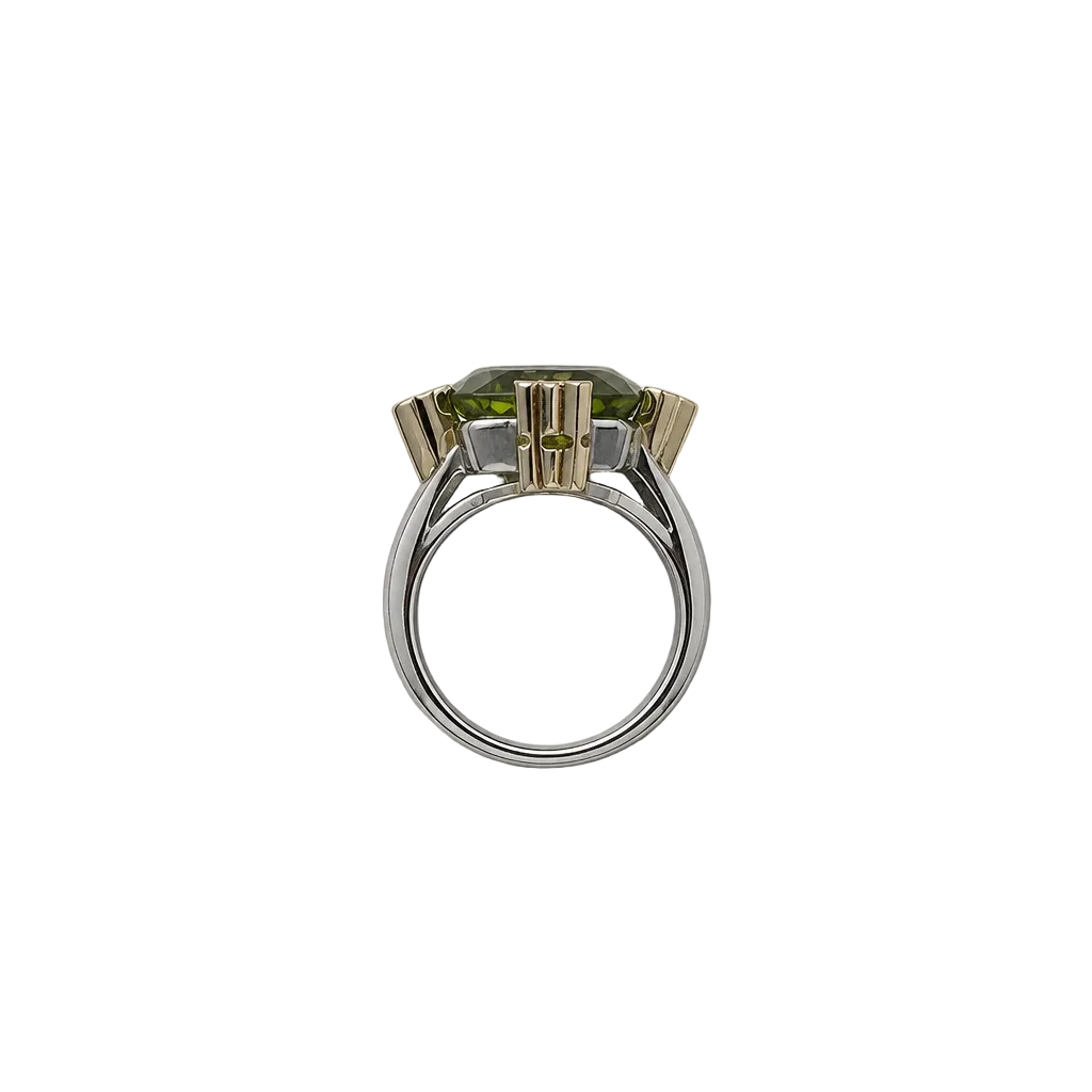 2607 secondhand Pt900/K18 ring peridot 5.76ct D 0.17ct Total 10g