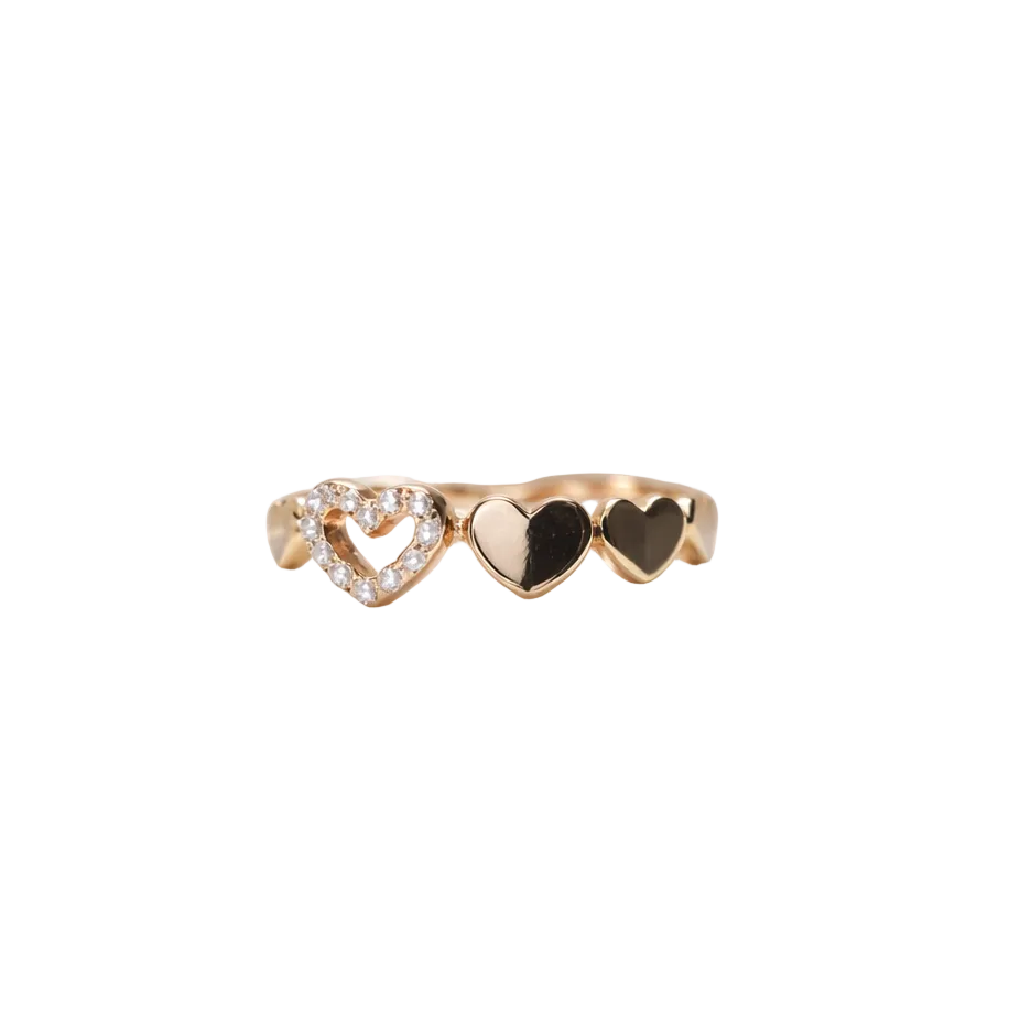 2605 secondhand PV K18PG heart ring D0.12ct 4.5g #11