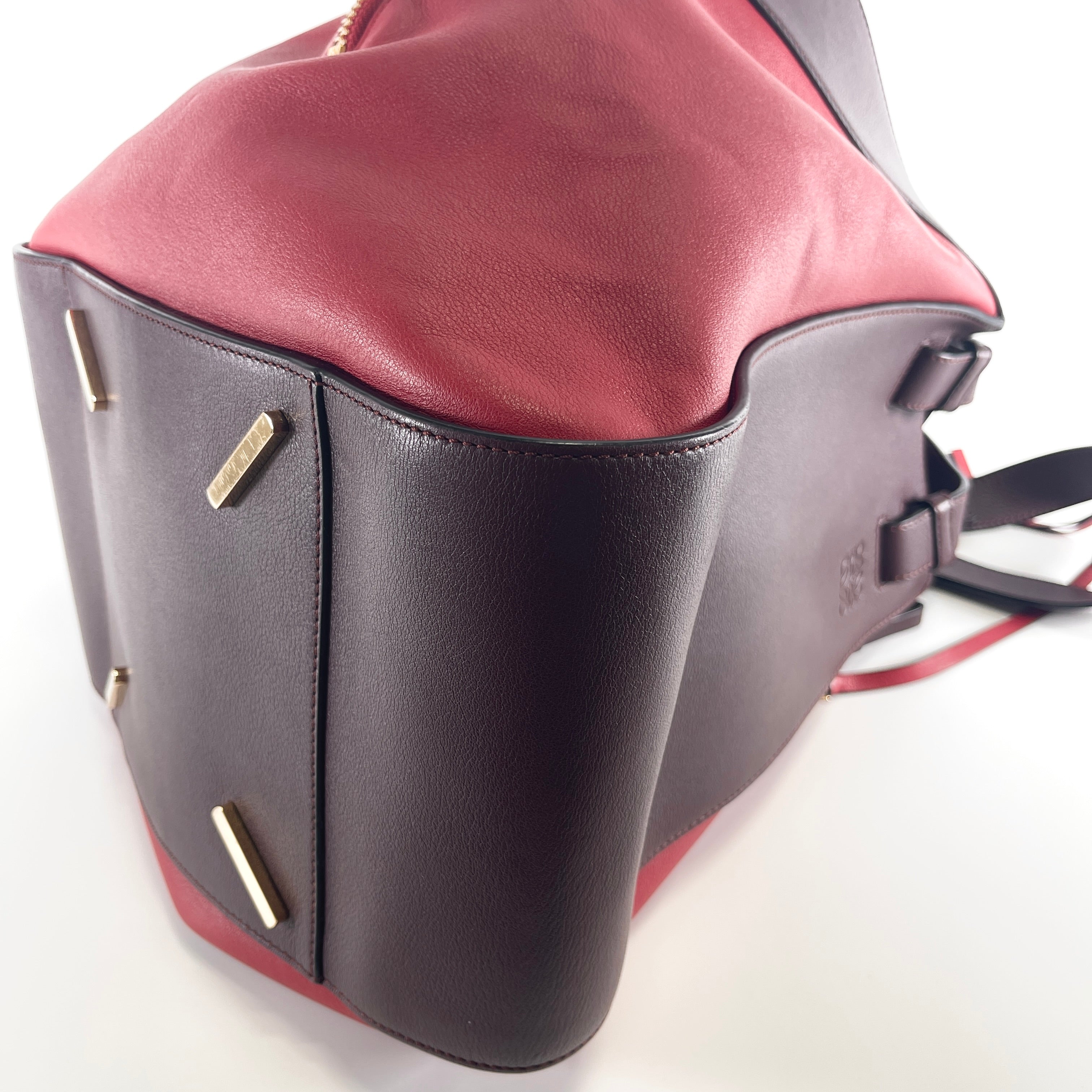 2606 secondhand LOEWE hammock Large leather 2WAY hand bag Bordeaux × Red