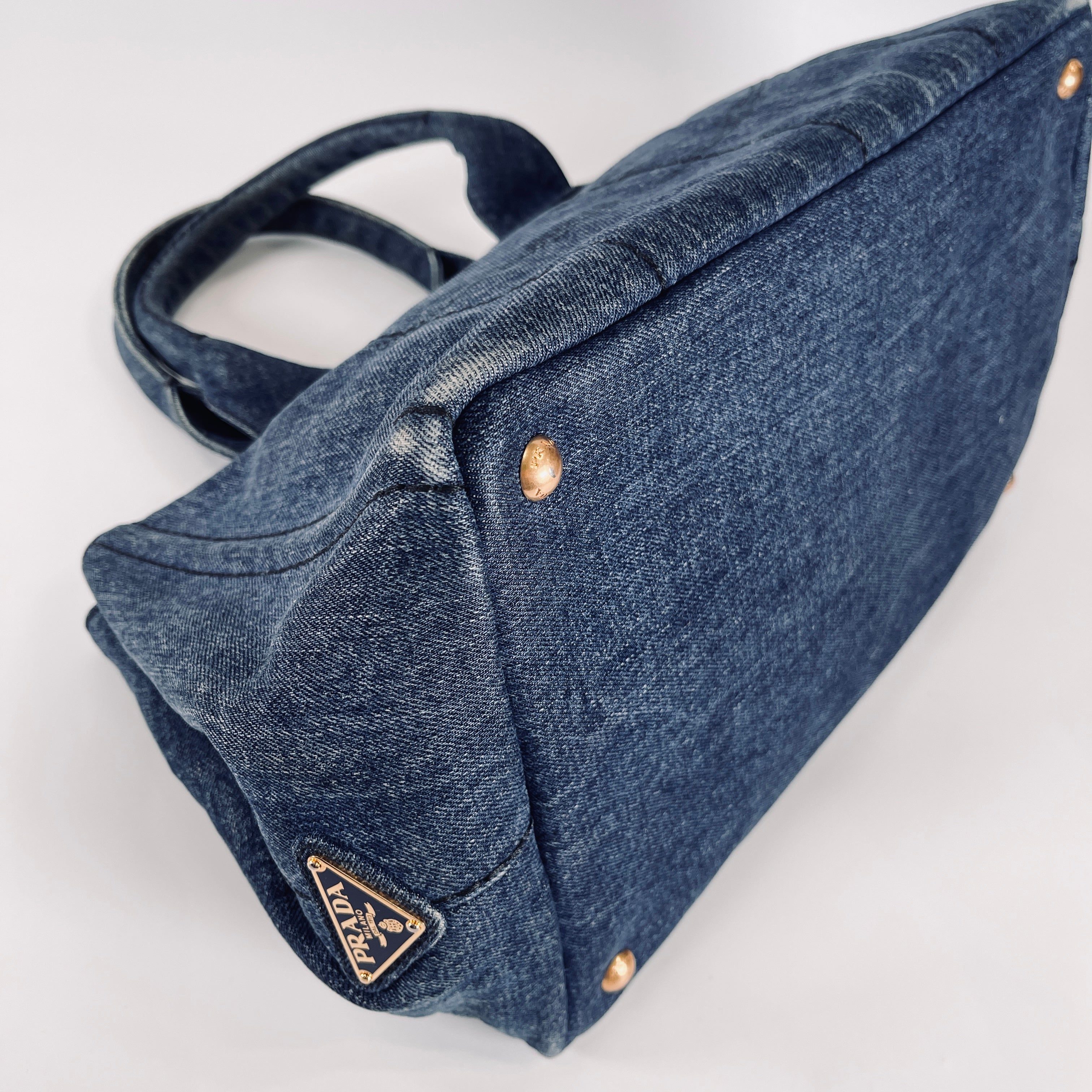 2605 secondhand PRADA B1877B Canapa denim Tote Bag