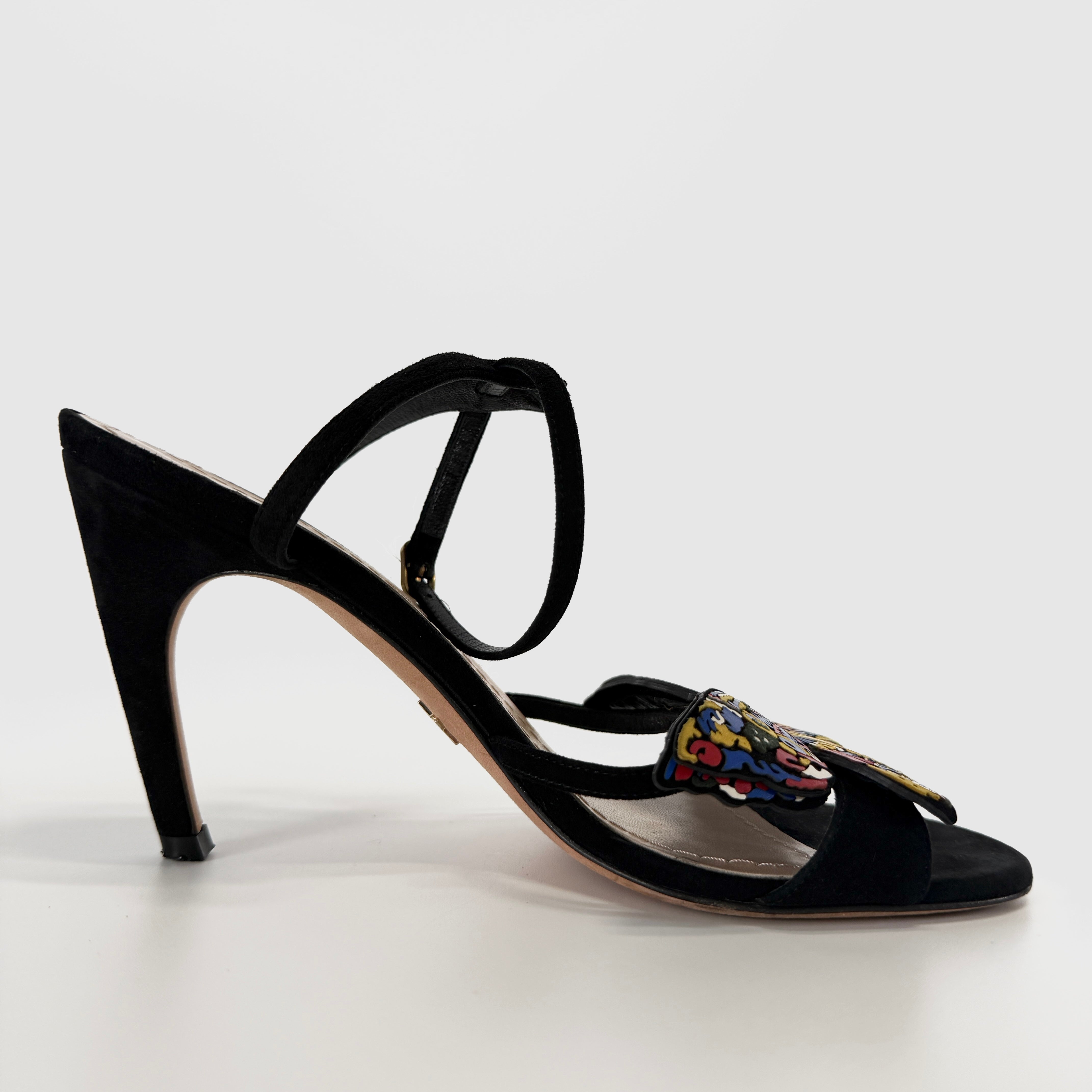2607 secondhand CD suede Sandals 37 1/2 Women's black NE0618