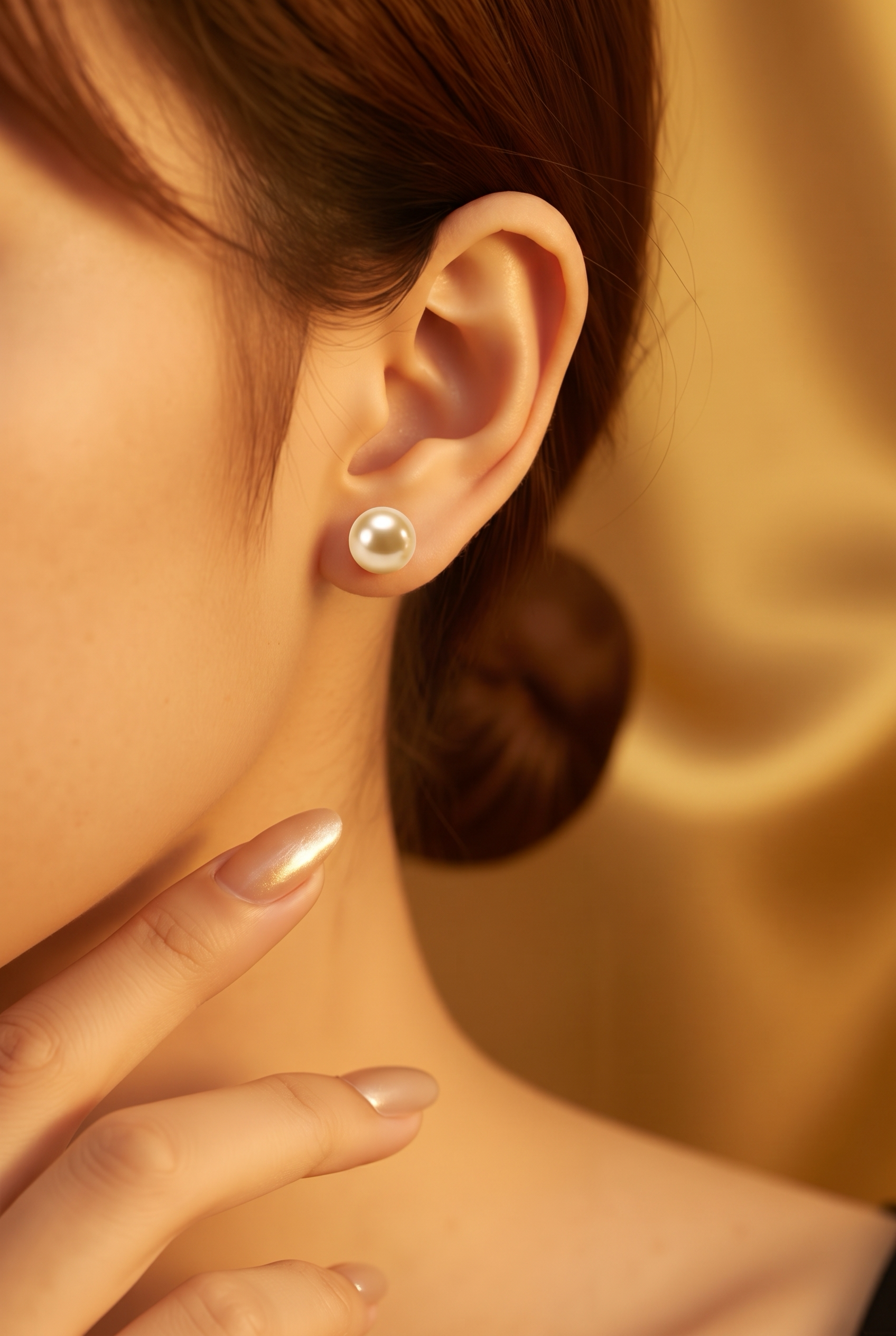 2608 secondhand Pt Akoya Pearl earrings 　8㎜