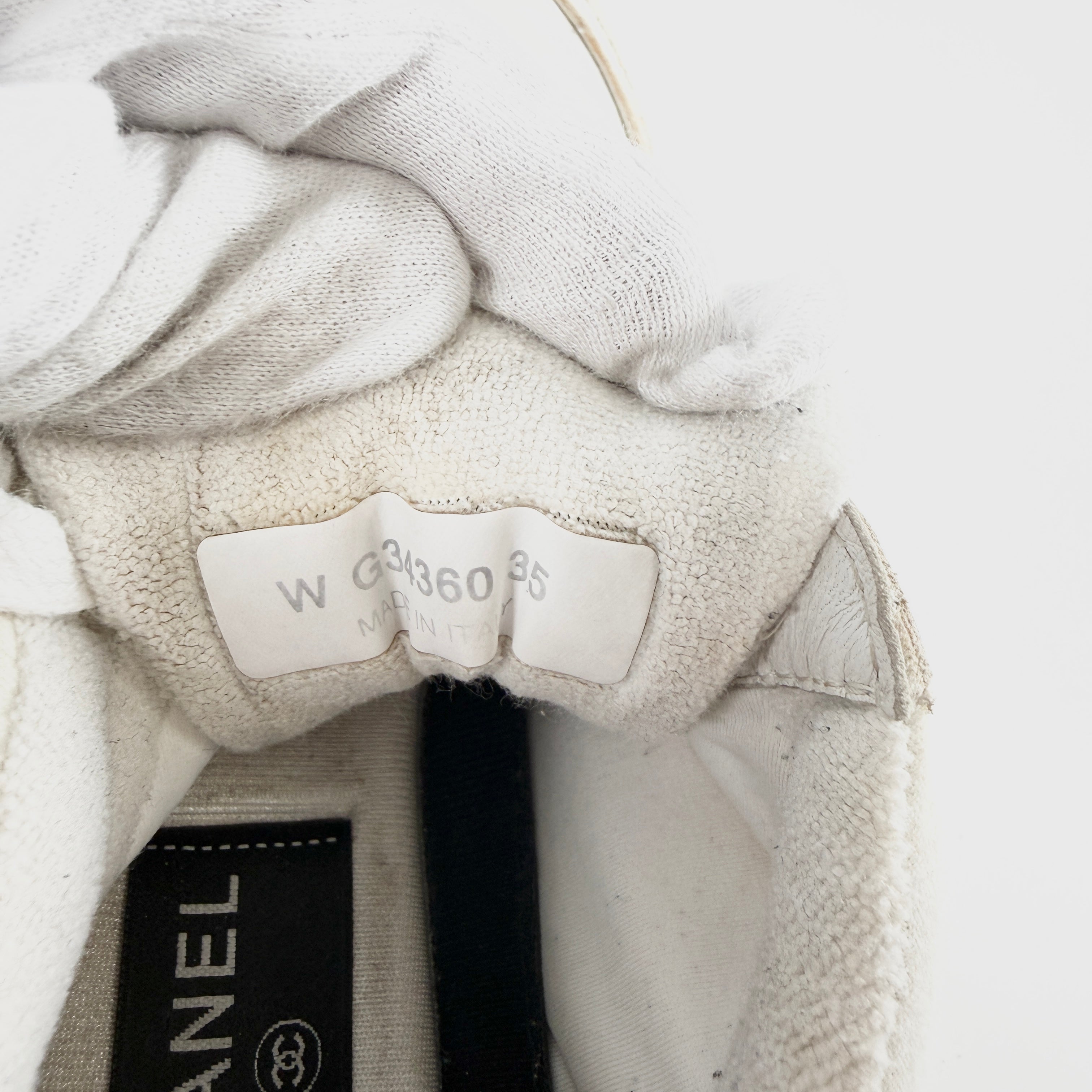 2605 secondhand CHANEL Cocomark suede × fabric sneakers 35 Women's ivory G34360